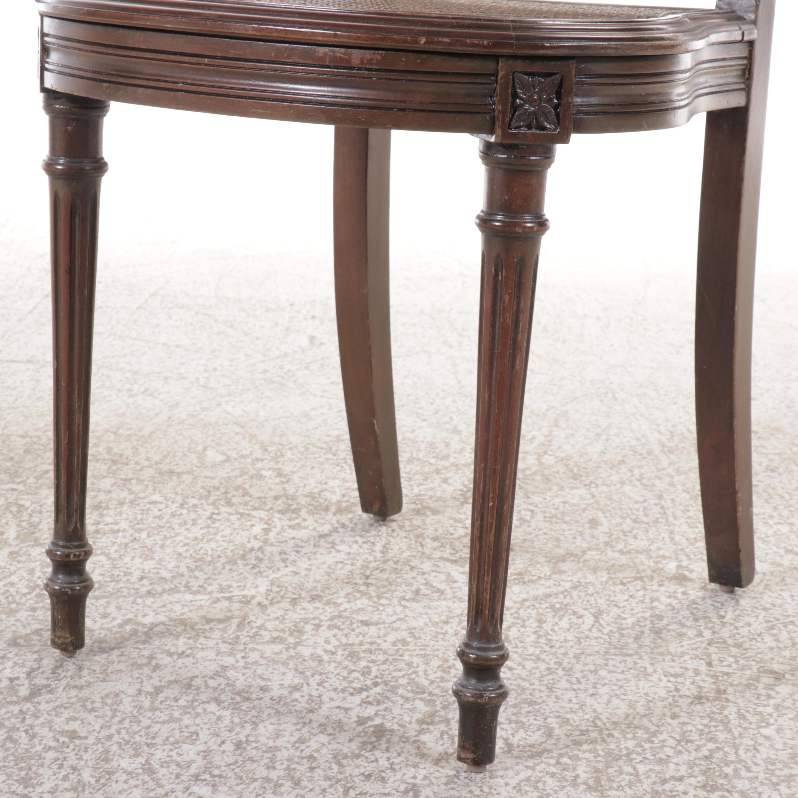 Seven Louis XVI Style Side Chairs with Woven Cane Seating, Early 20th Century