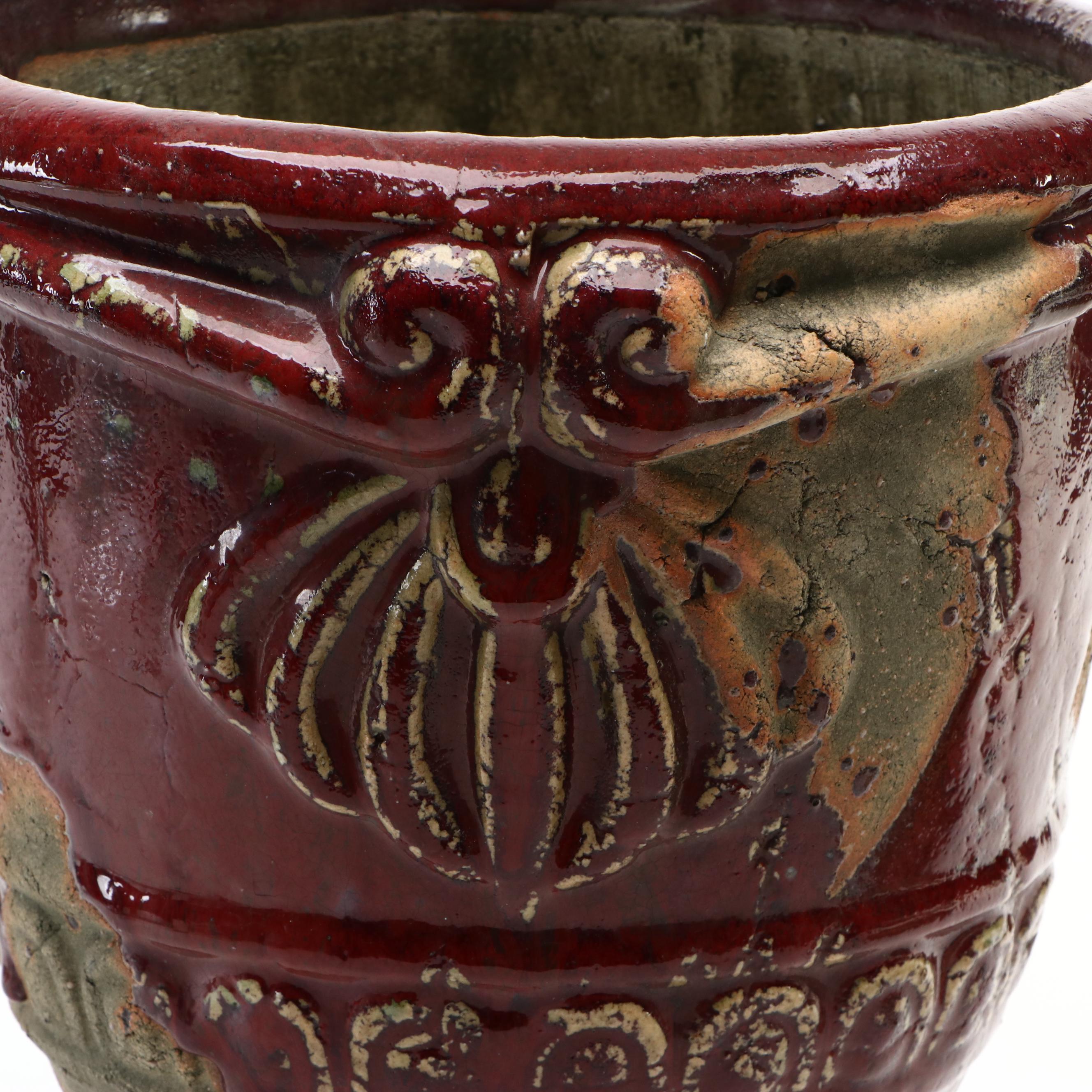 Parcel-Glazed Cast Concrete Jardiniere Planter