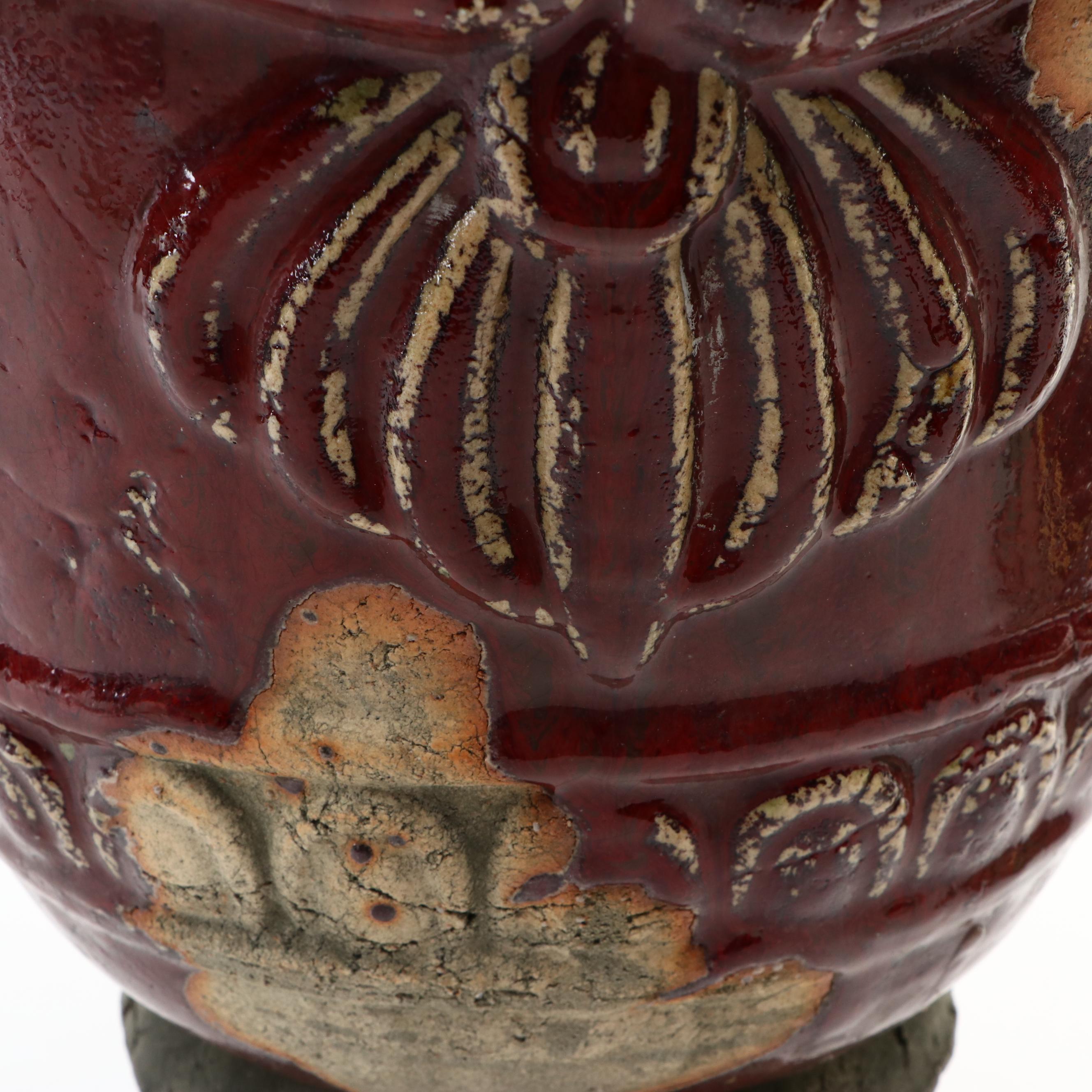 Parcel-Glazed Cast Concrete Jardiniere Planter