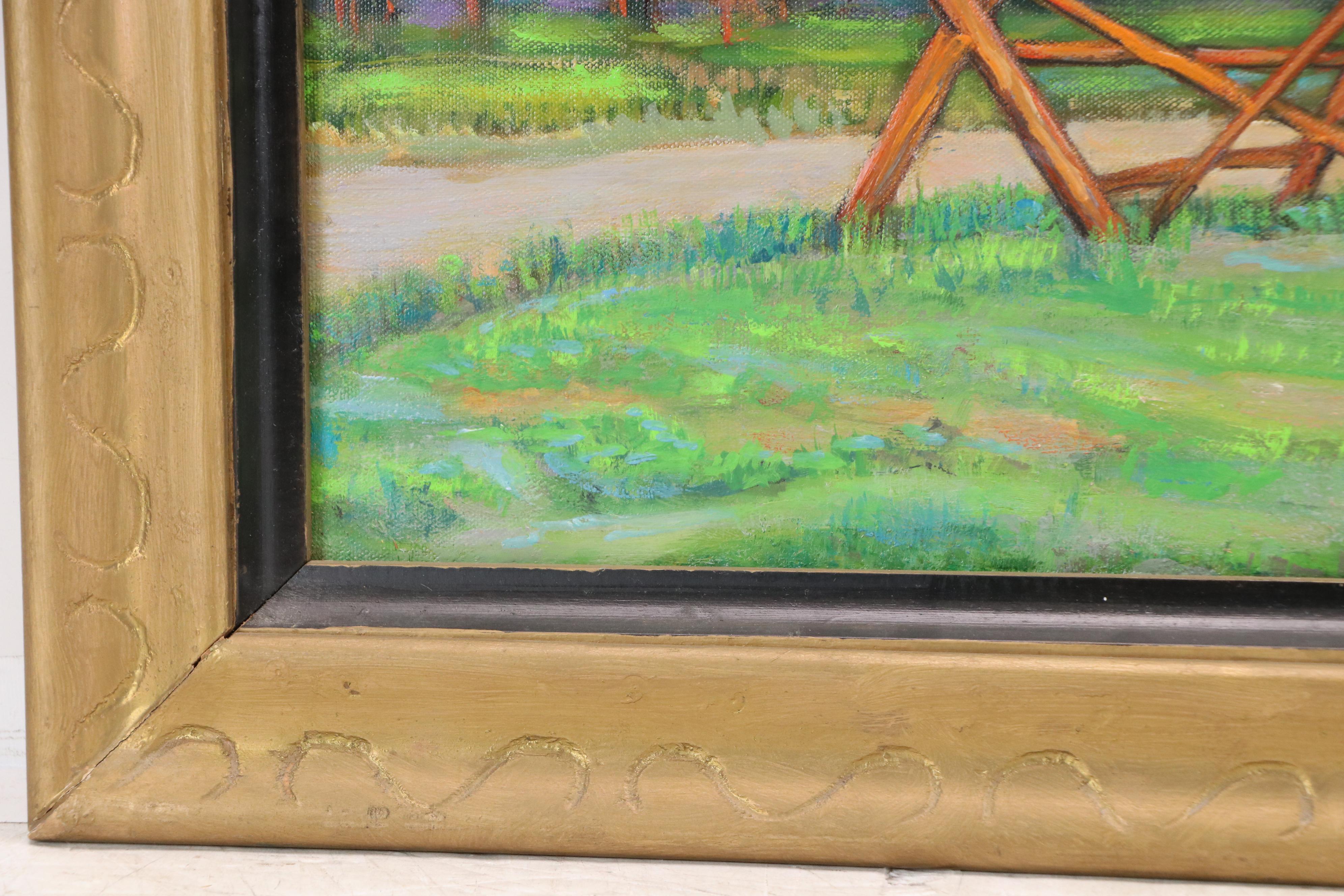 Oil Painting of Autumn Mountain Landscape, Late 20th Century