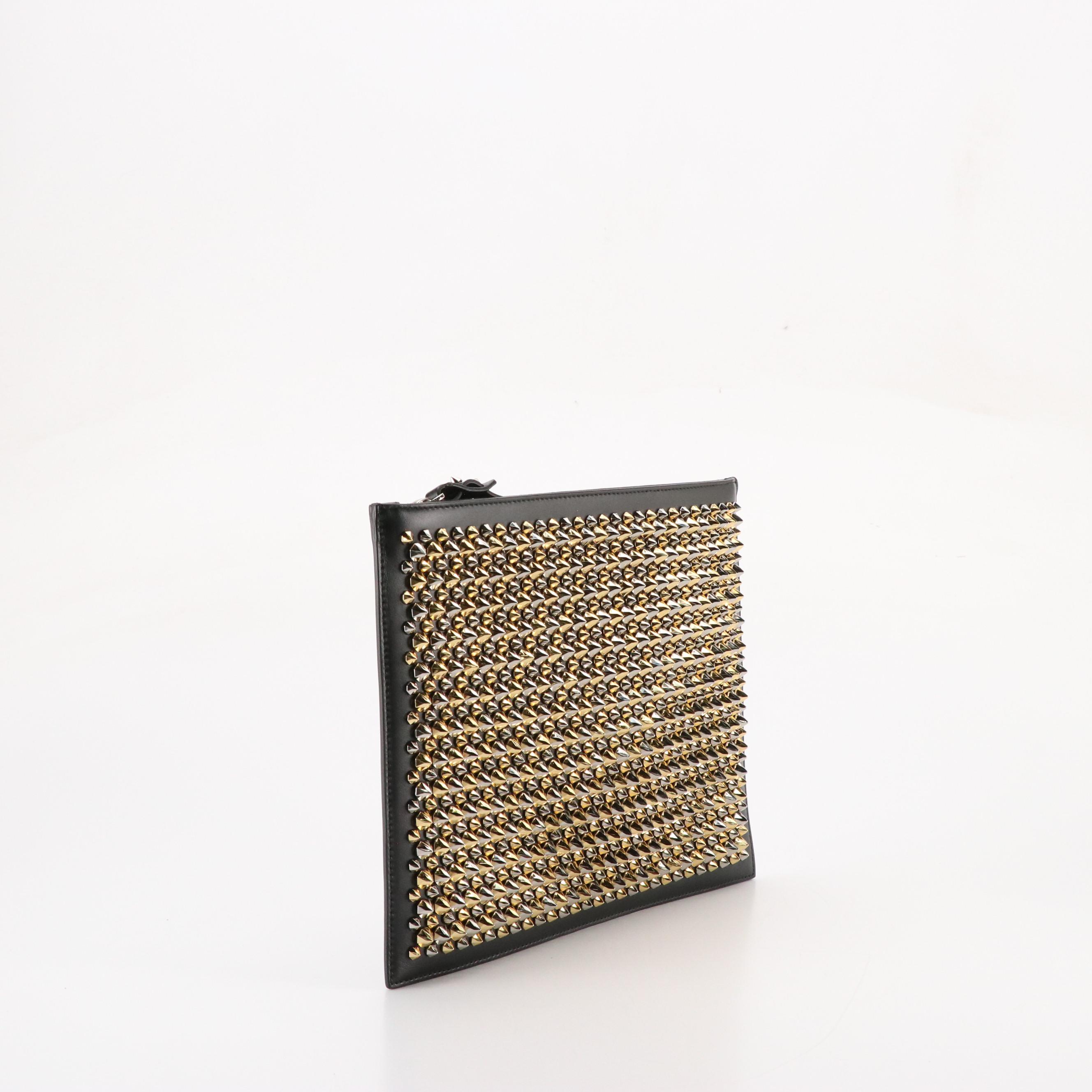 Christian Louboutin Pifpouch Clutch in Spiked Black Leather
