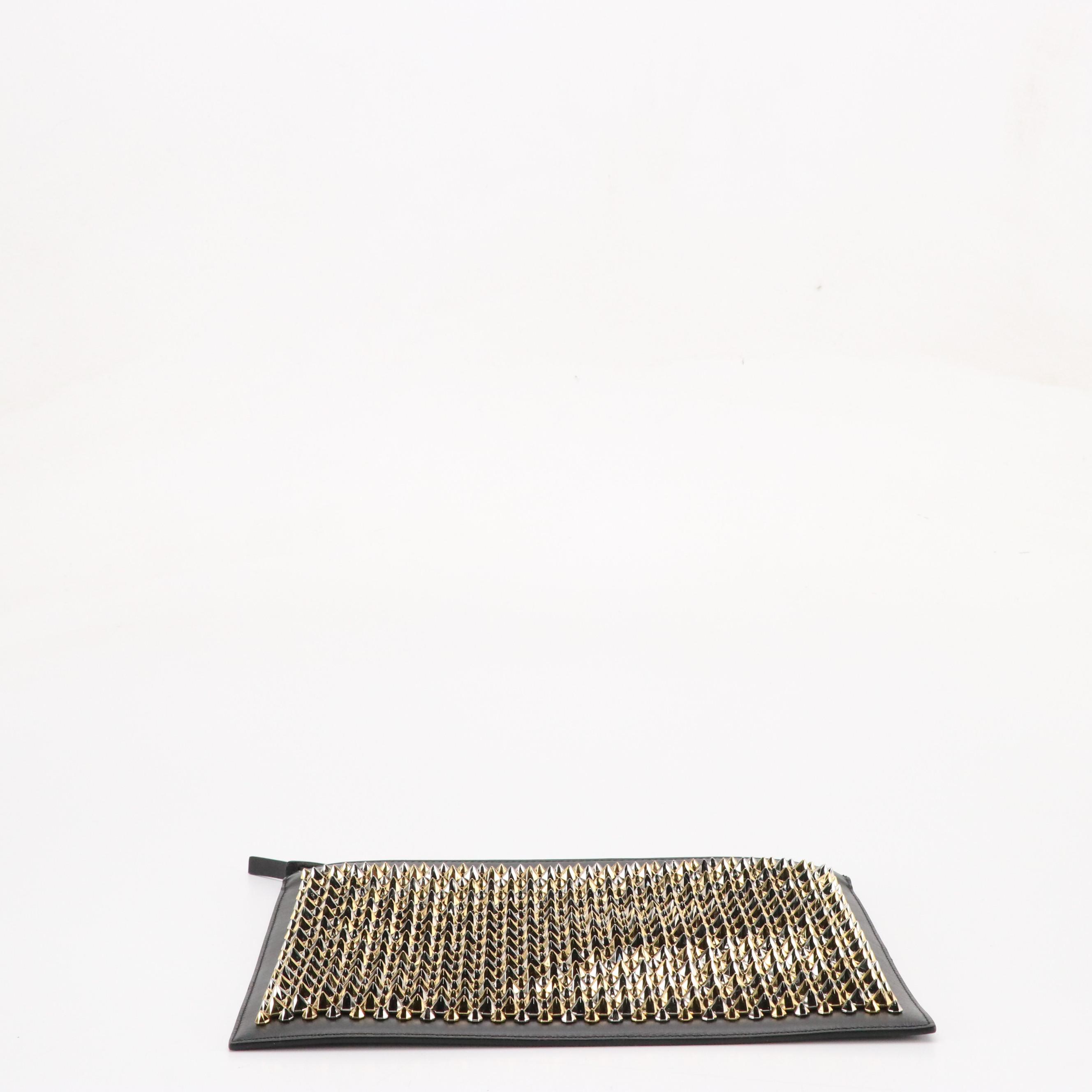 Christian Louboutin Pifpouch Clutch in Spiked Black Leather