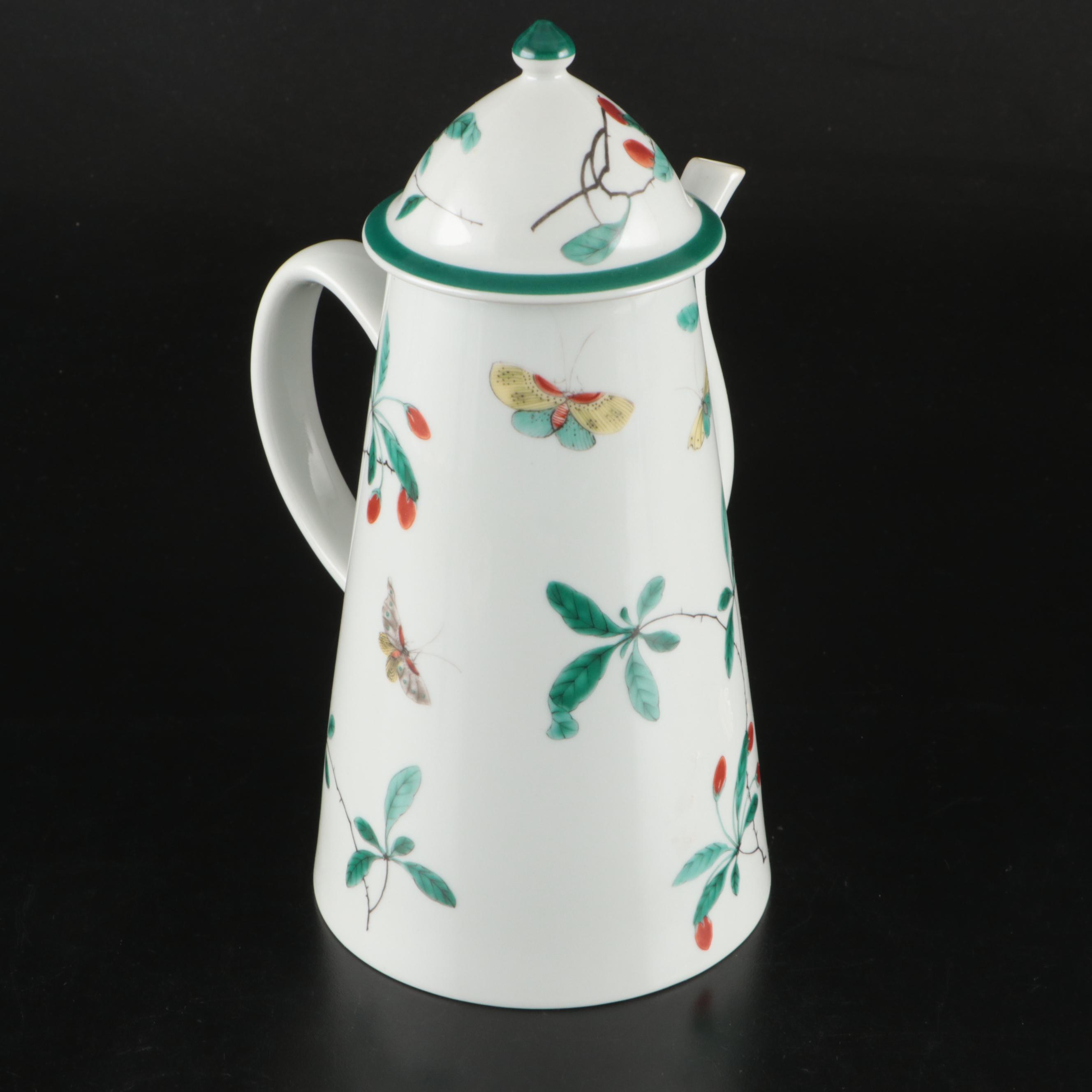 Mottahedeh "Famille Verte" Porcelain Coffee Pot and Tray