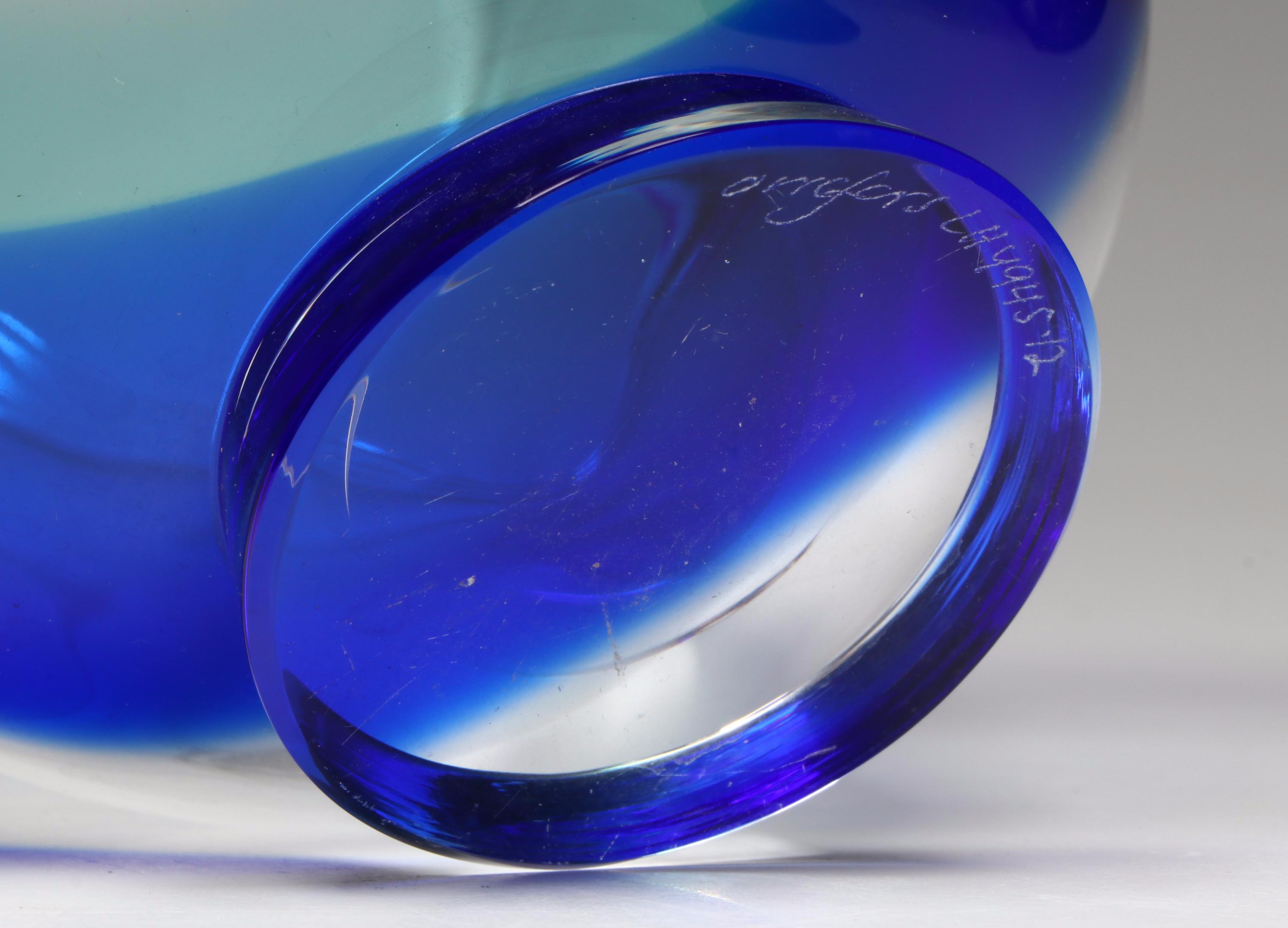 Jan Benda Low Oval Bowl with Orrefors Ruffle Glass Bowl