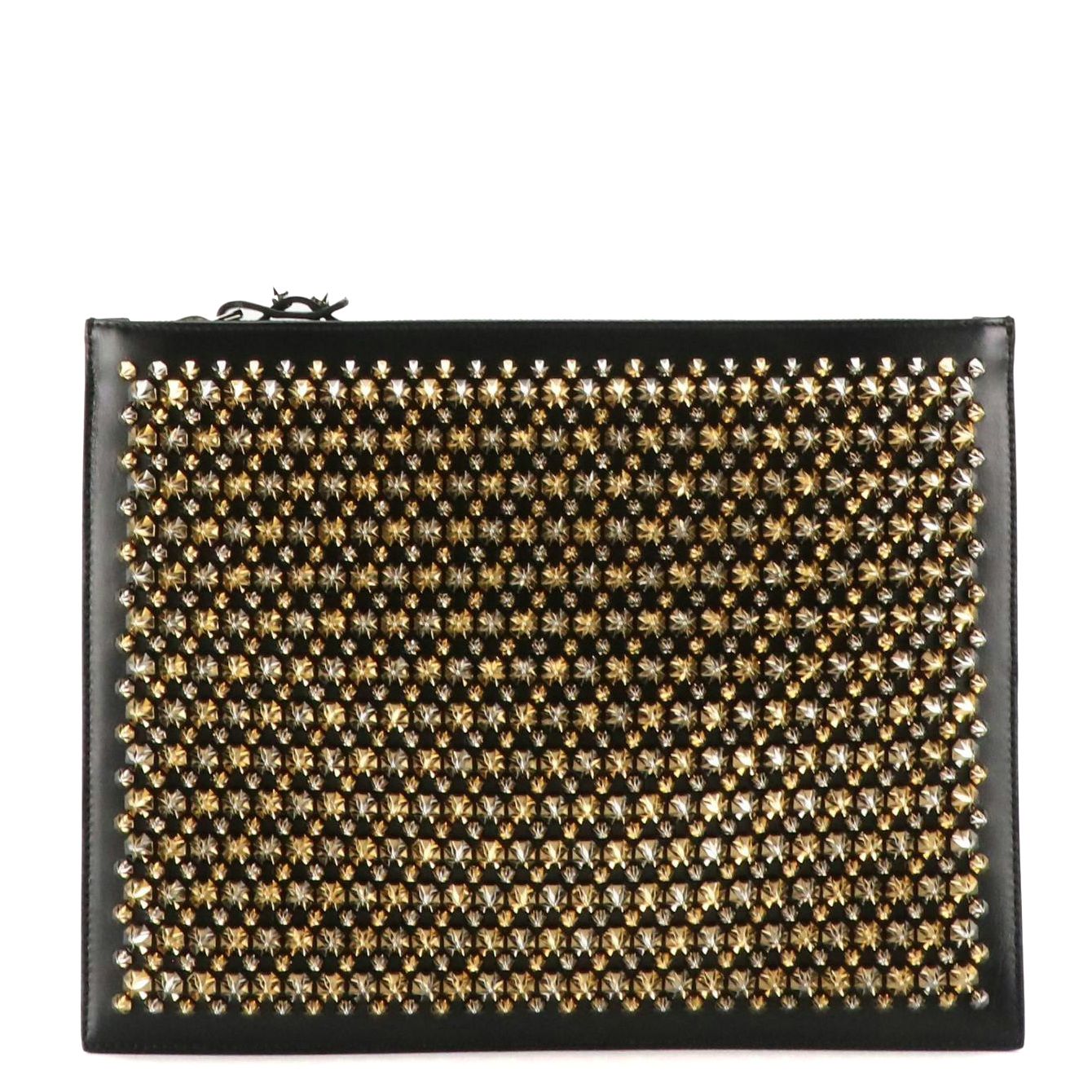 Christian Louboutin Pifpouch Clutch in Spiked Black Leather