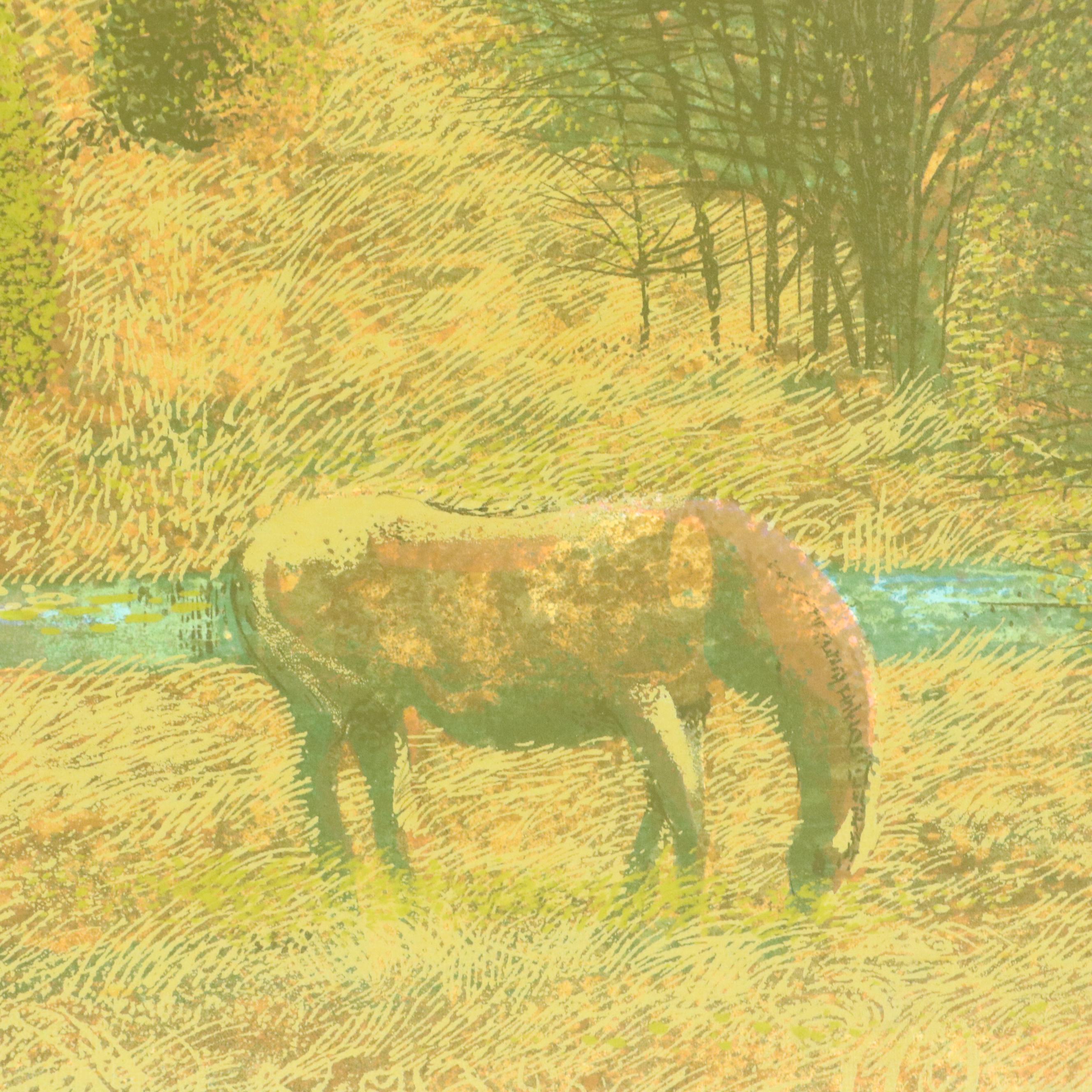 Robert Burkert Landscape Serigraph "Back Road," Mid to Late 20th Century