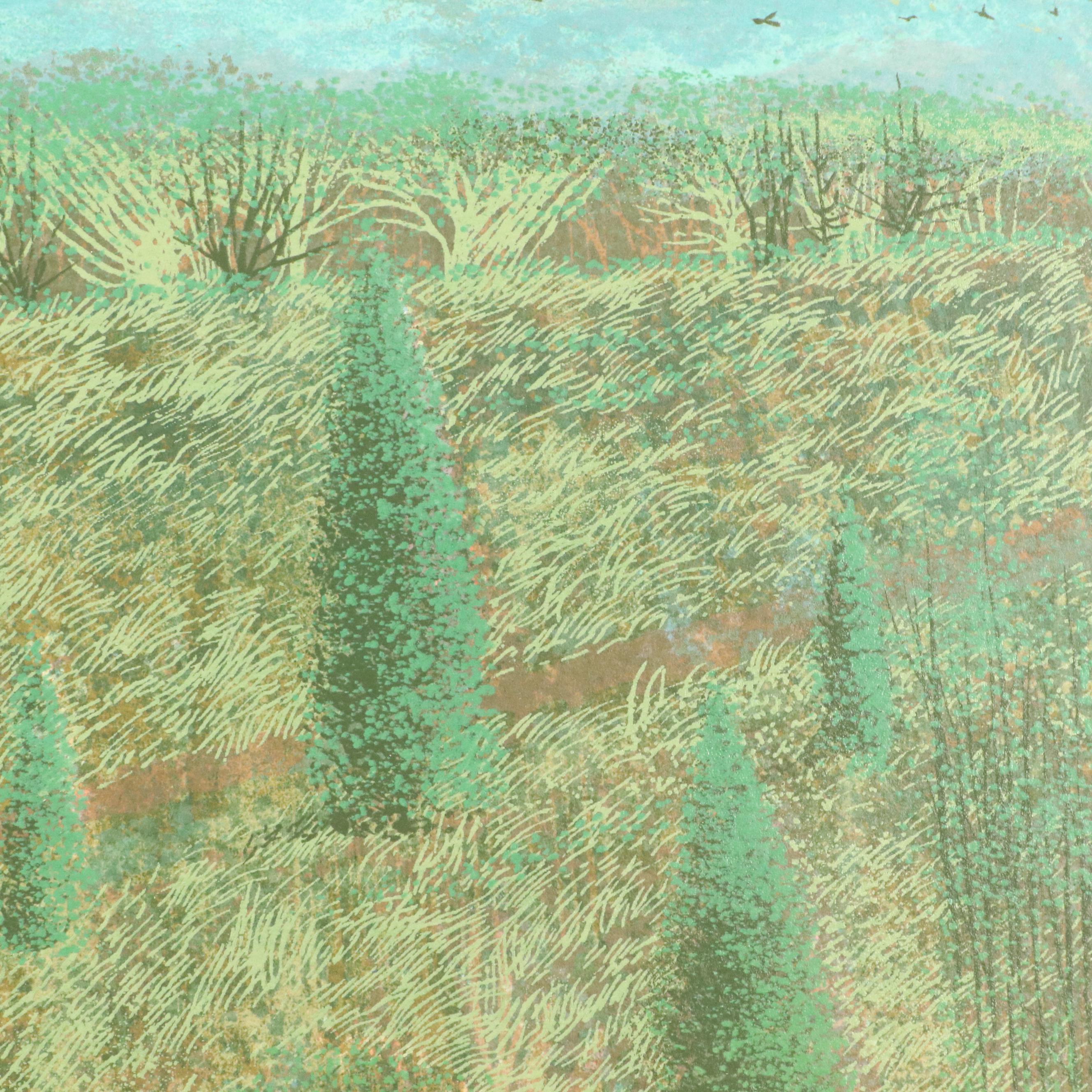 Robert Burkert Landscape Serigraph "Back Road," Mid to Late 20th Century