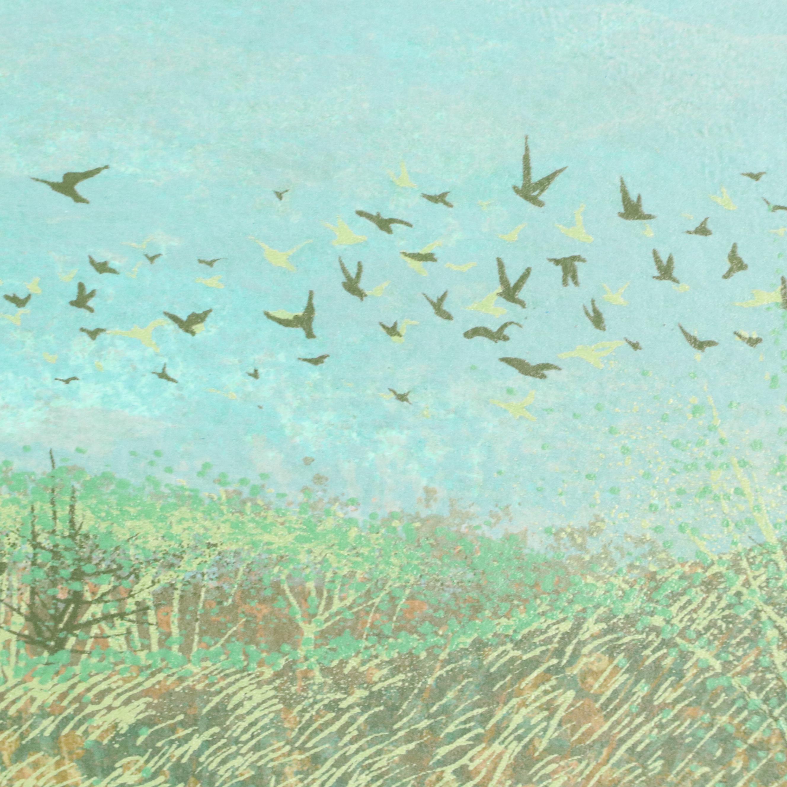 Robert Burkert Landscape Serigraph "Back Road," Mid to Late 20th Century