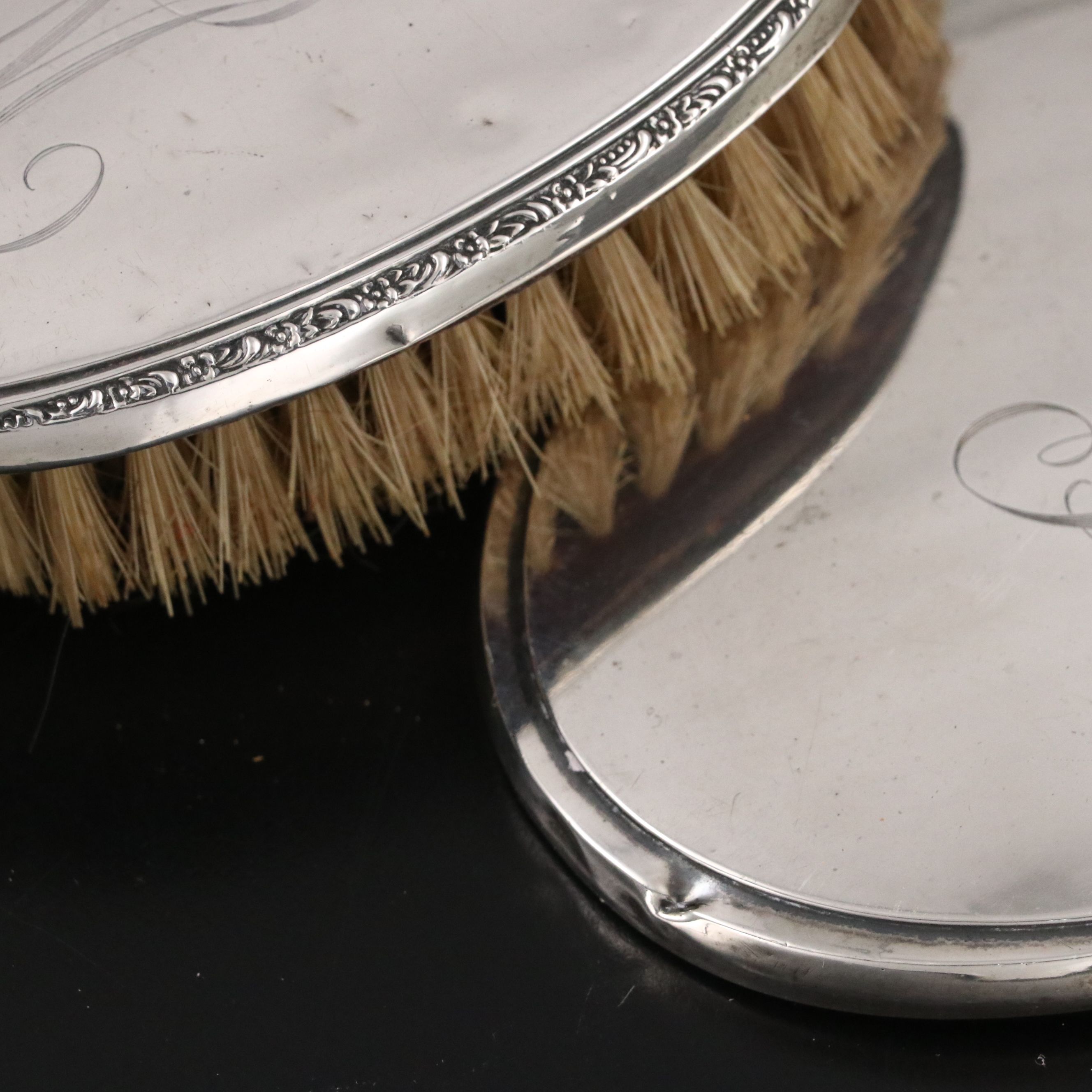 Webster Sterling Silver Hairbrush and Hand Mirror