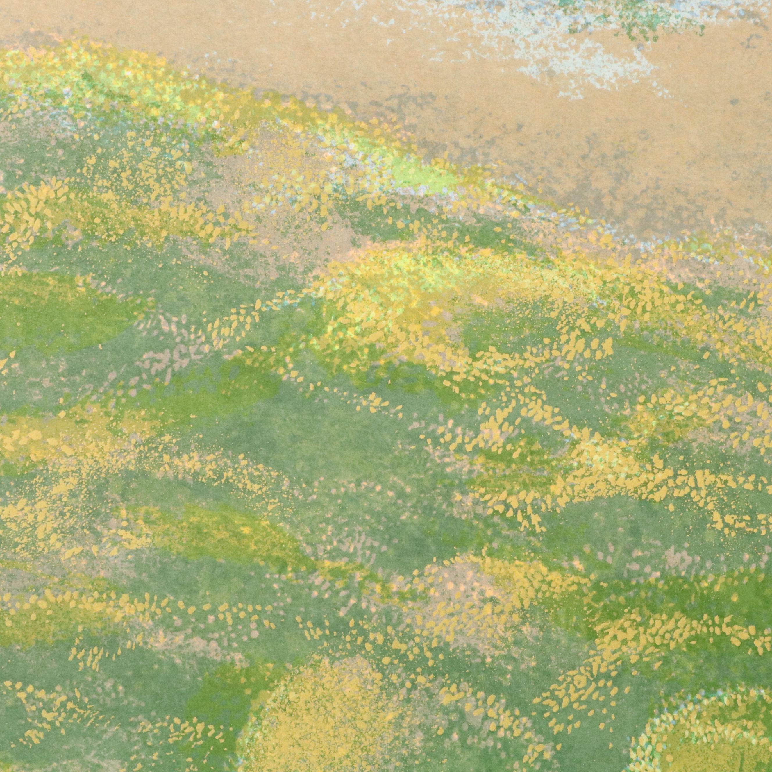 Robert Burkert Landscape Serigraph "Lake Swim," Mid to Late 20th Century