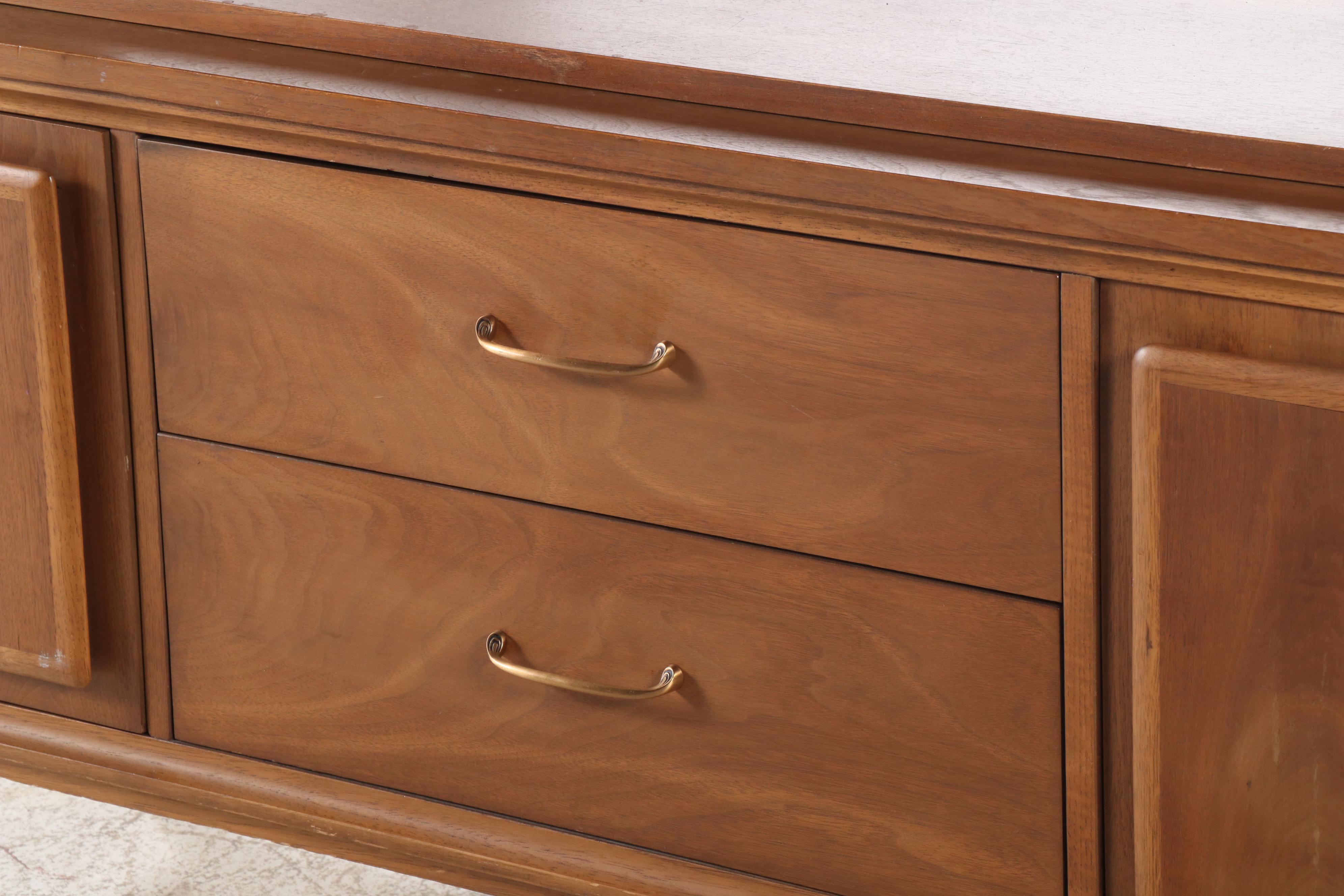 Broyhill Mid Century Modern Walnut Cabinet and Shelf