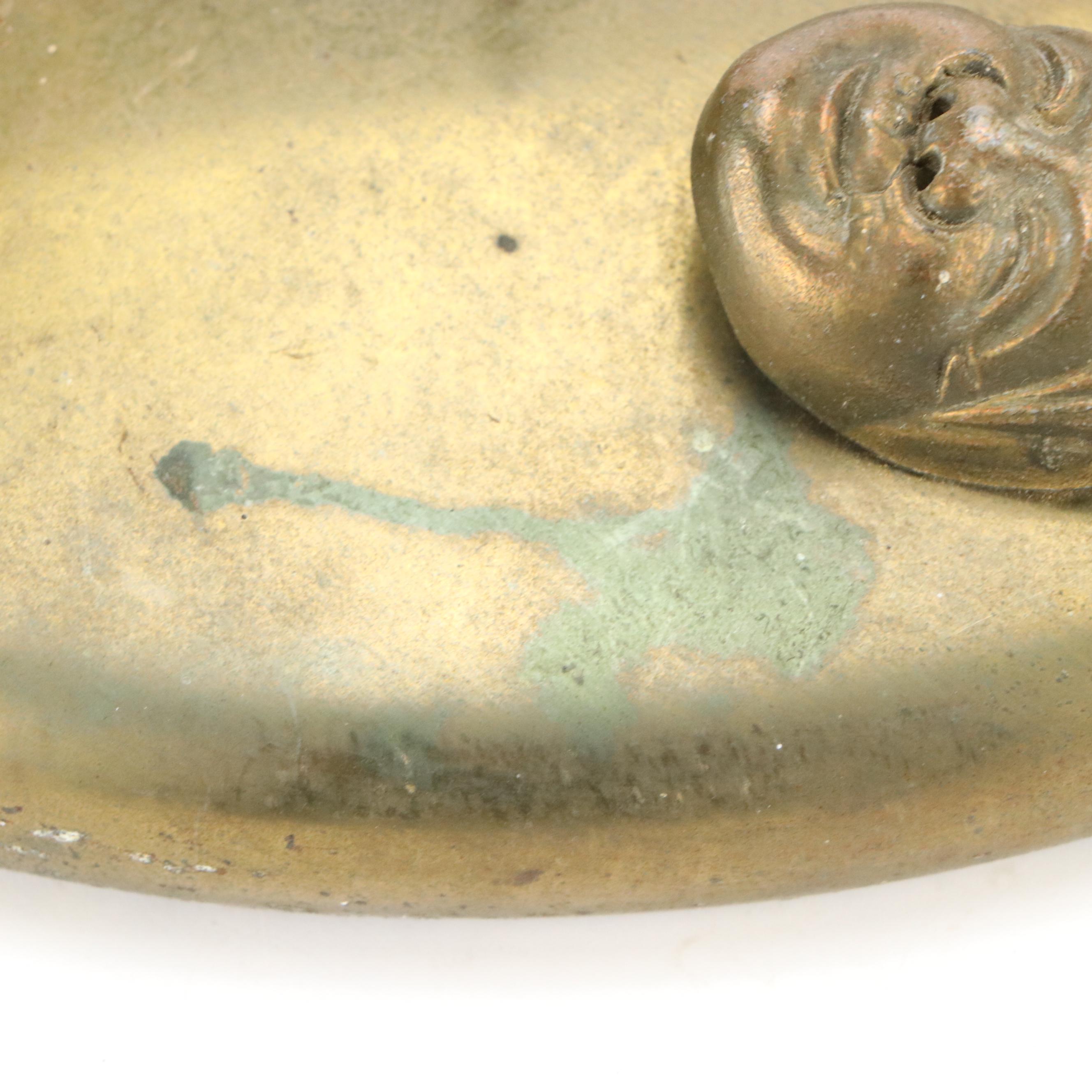 West German Brass Wall Clock Featuring Japanese Noh Theater Masks