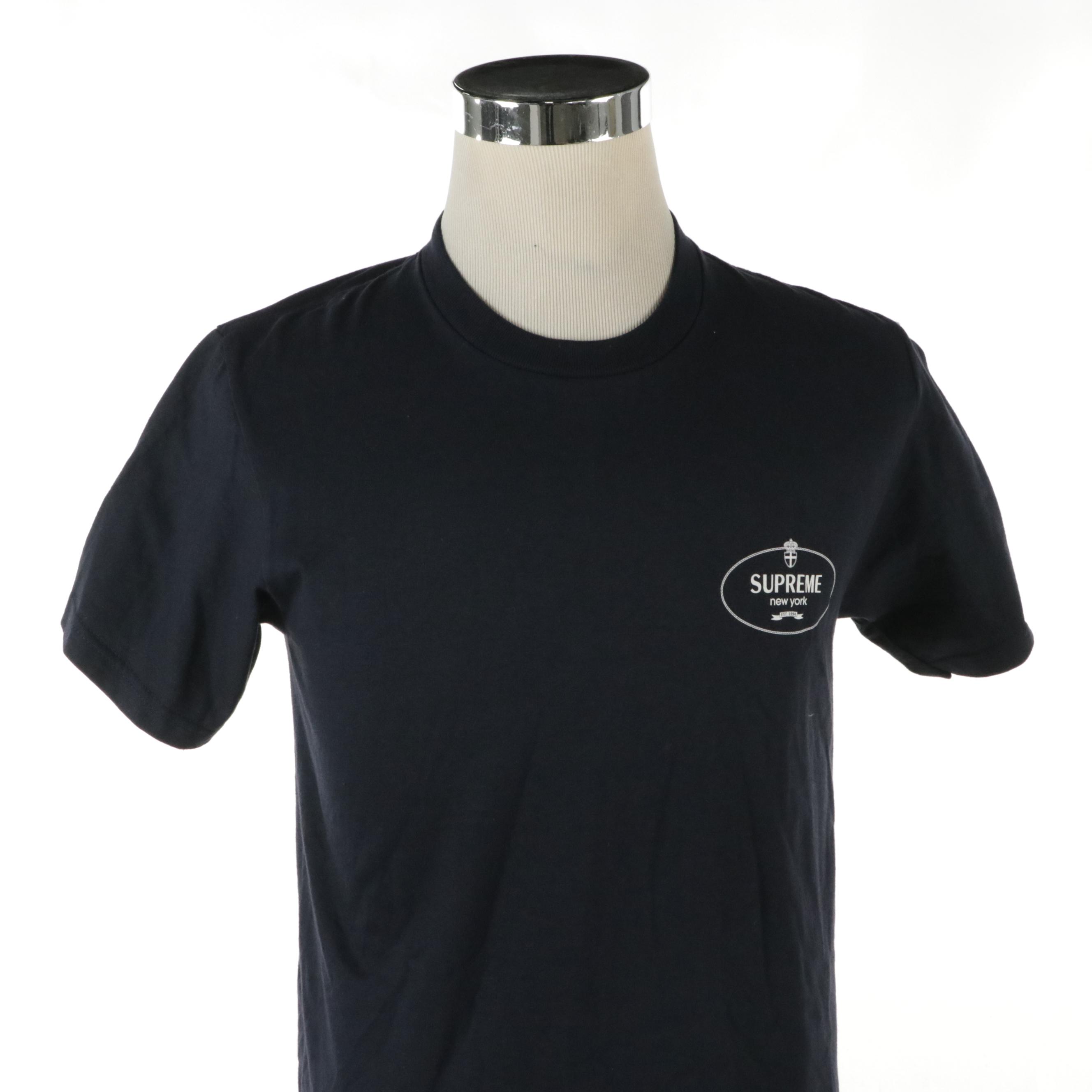 Men's Supreme Navy Blue Cotton Graphic T-Shirt