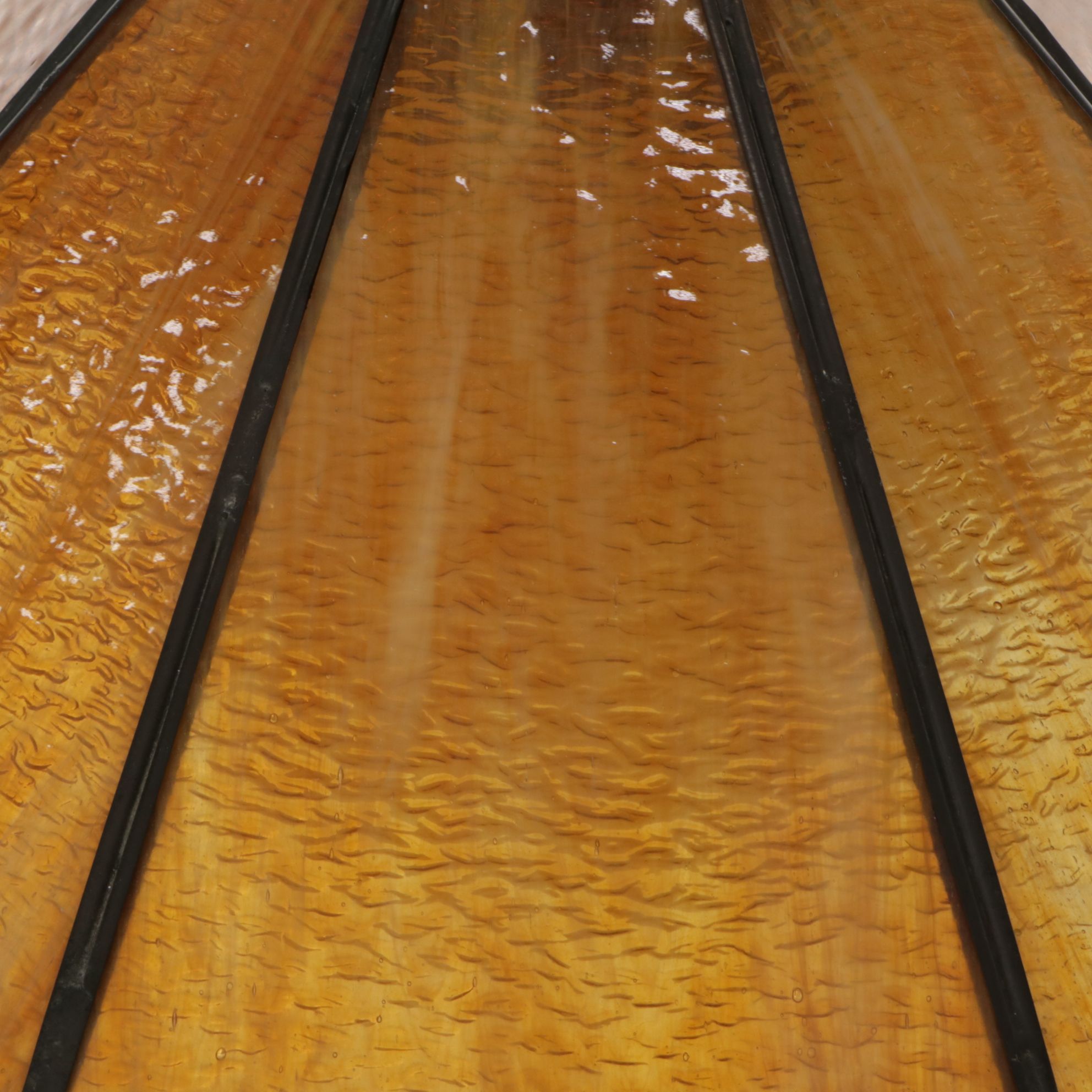 Caramel and Pebbled Slag Glass Pendant Swag Lamp, Vintage