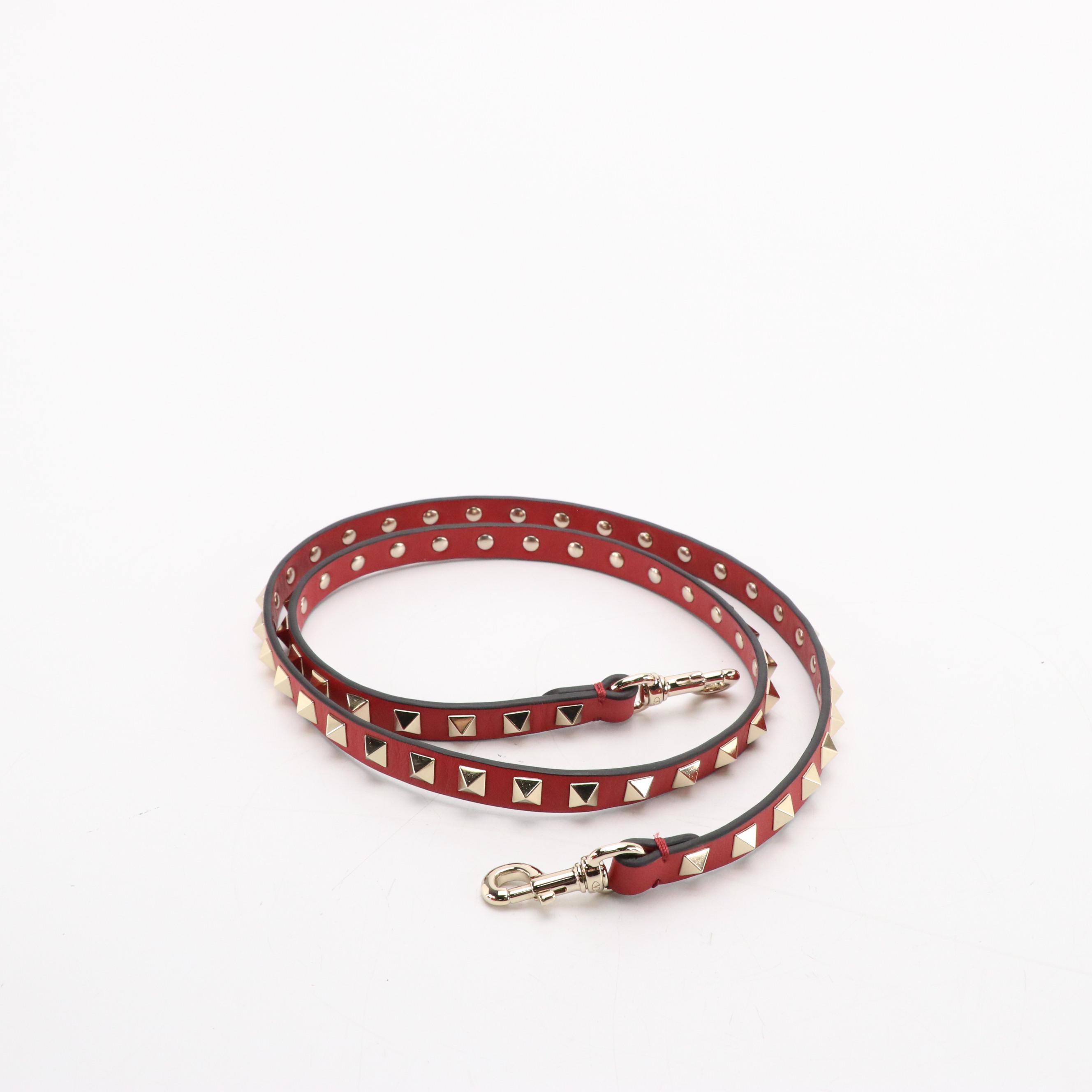 Valentino Garavani Rockstud Two-Way Shoulder Bag in Red Calfskin Leather