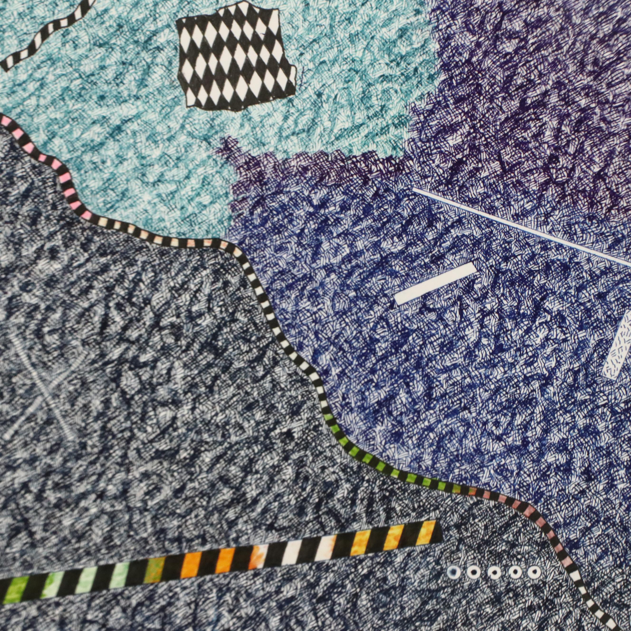 Thom Shaw Large-Scale Mixed Media Drawing of Men Wearing Ties