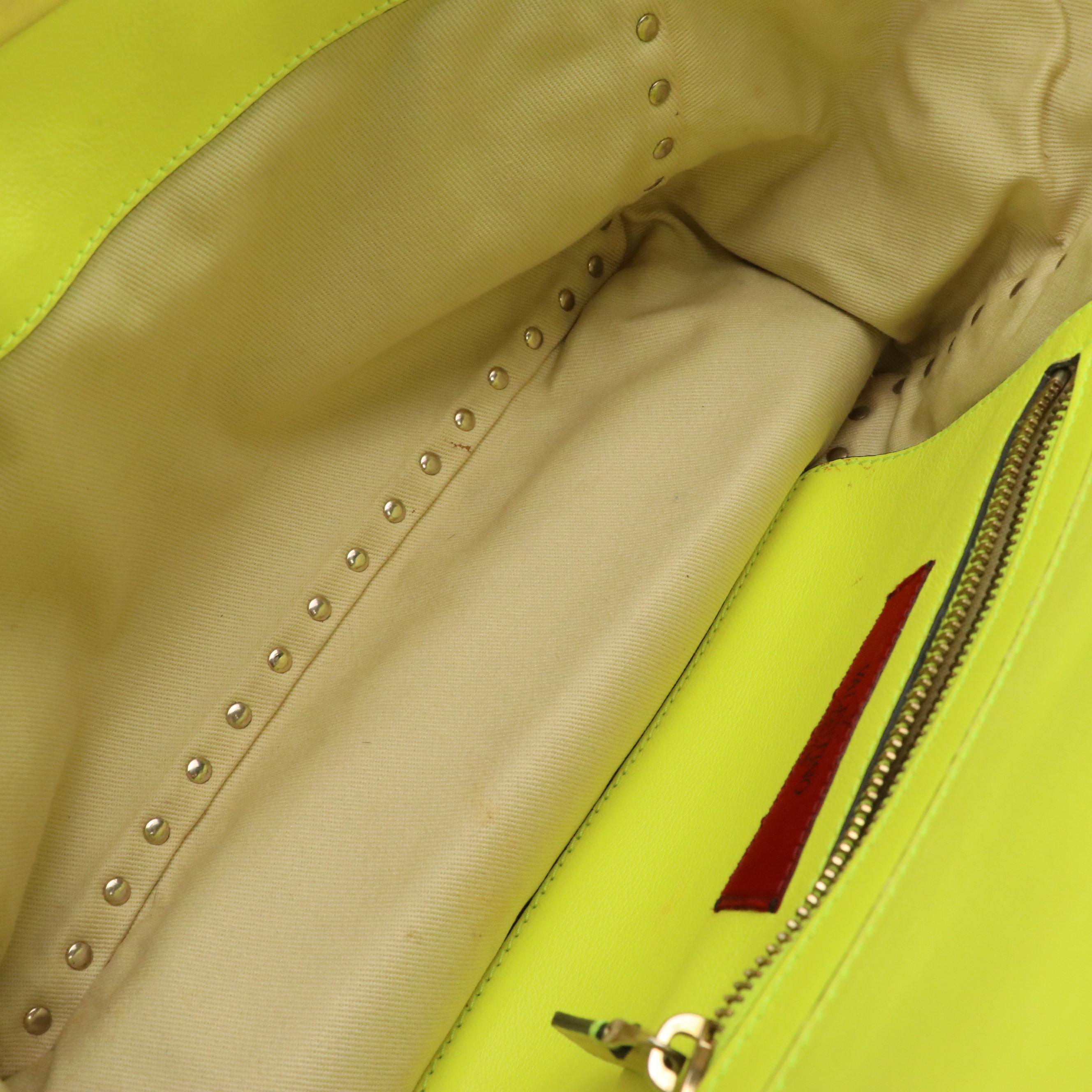 Valentino Garavani Small Rockstud Two-Way Tote in Neon Calfskin Leather