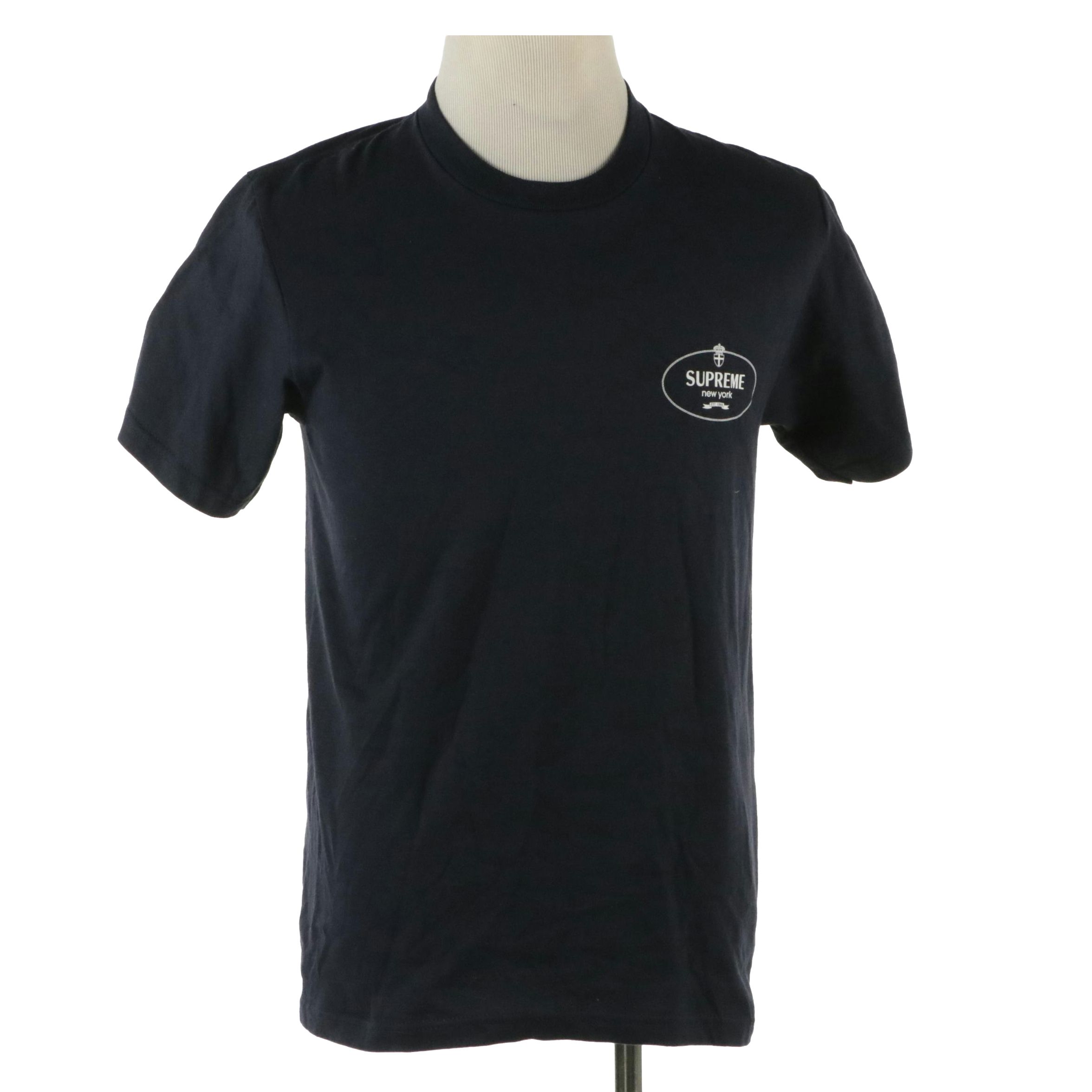 Men's Supreme Navy Blue Cotton Graphic T-Shirt