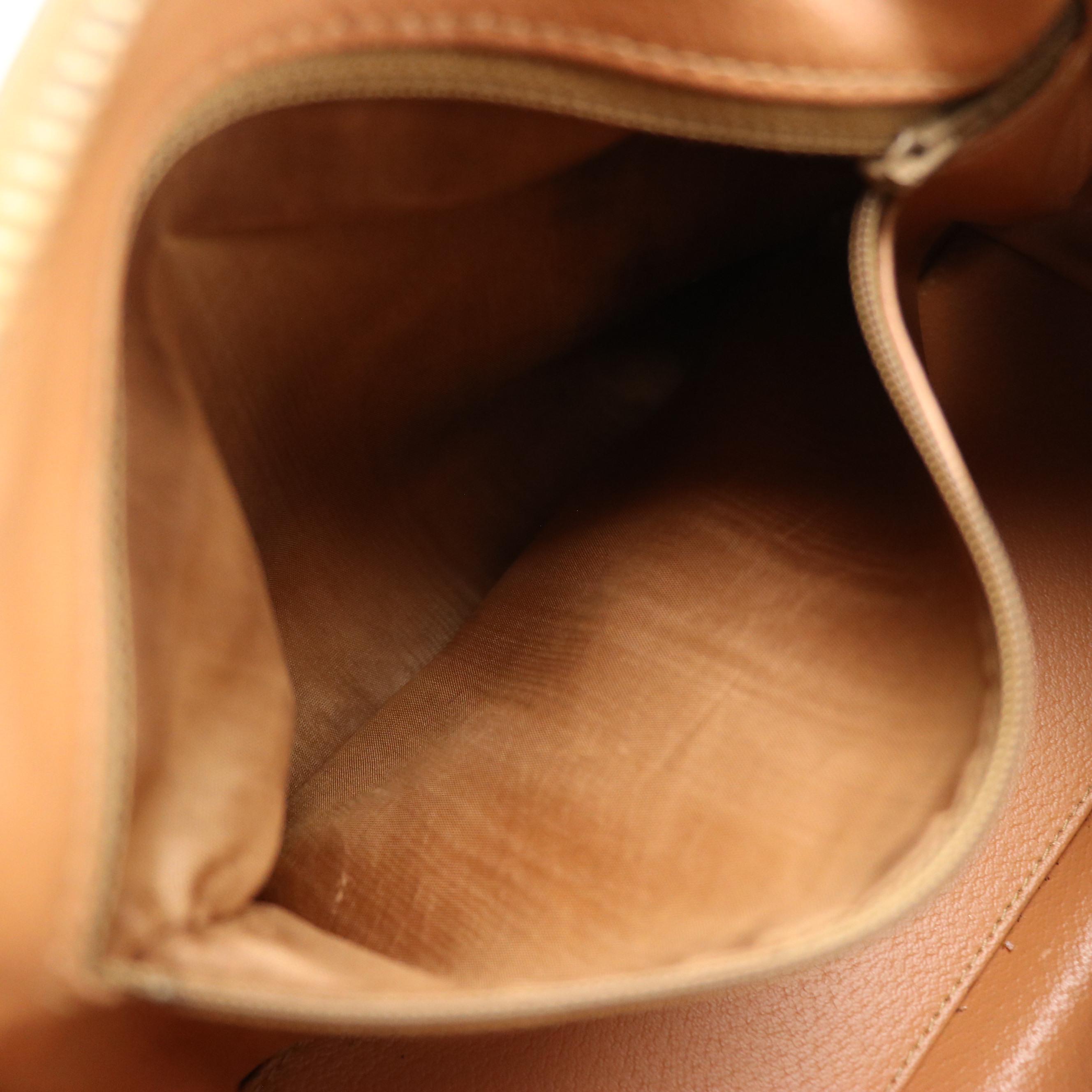 Celine Small Boston Bag in Macadam Canvas and Brown Leather