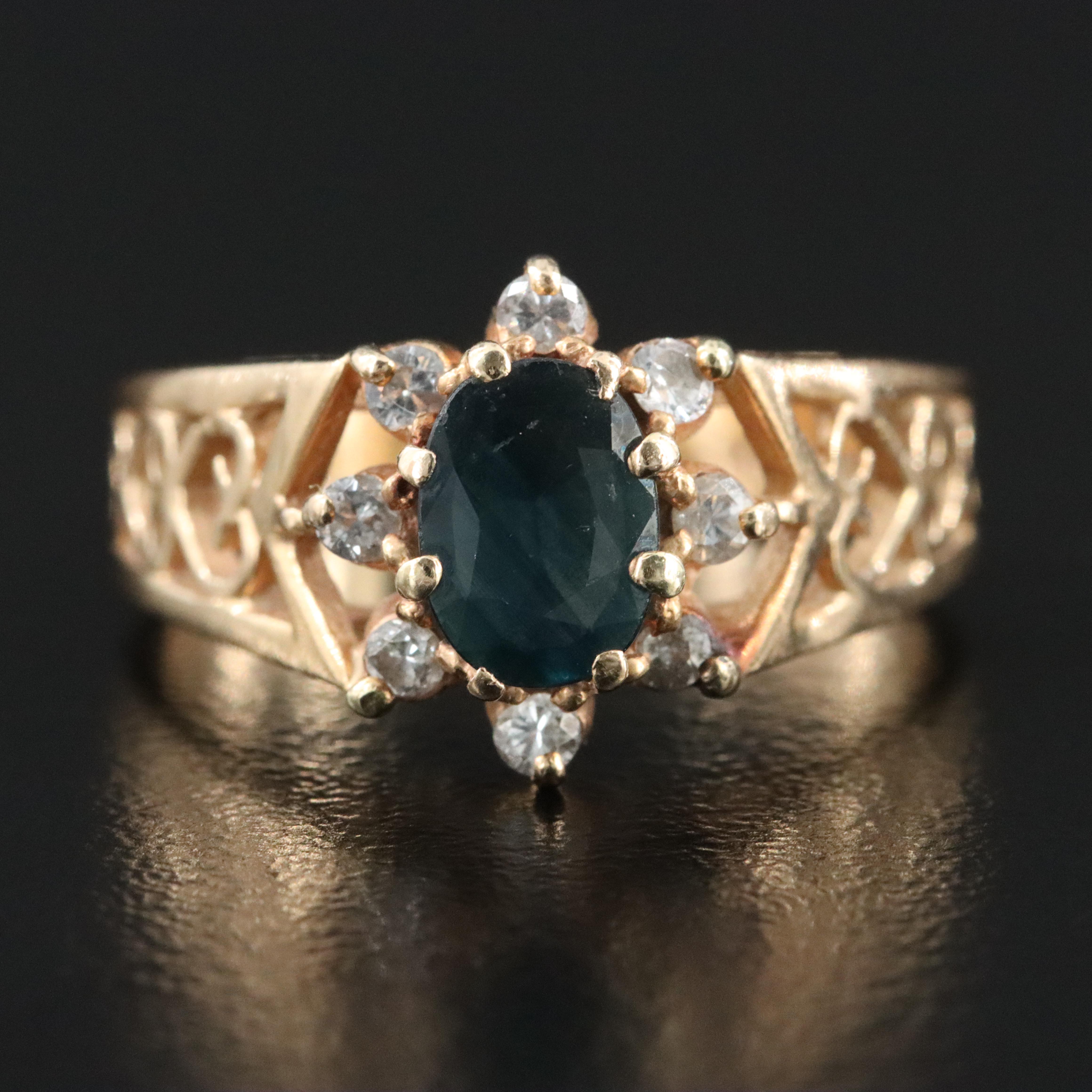 14K Sapphire and Diamond Ring
