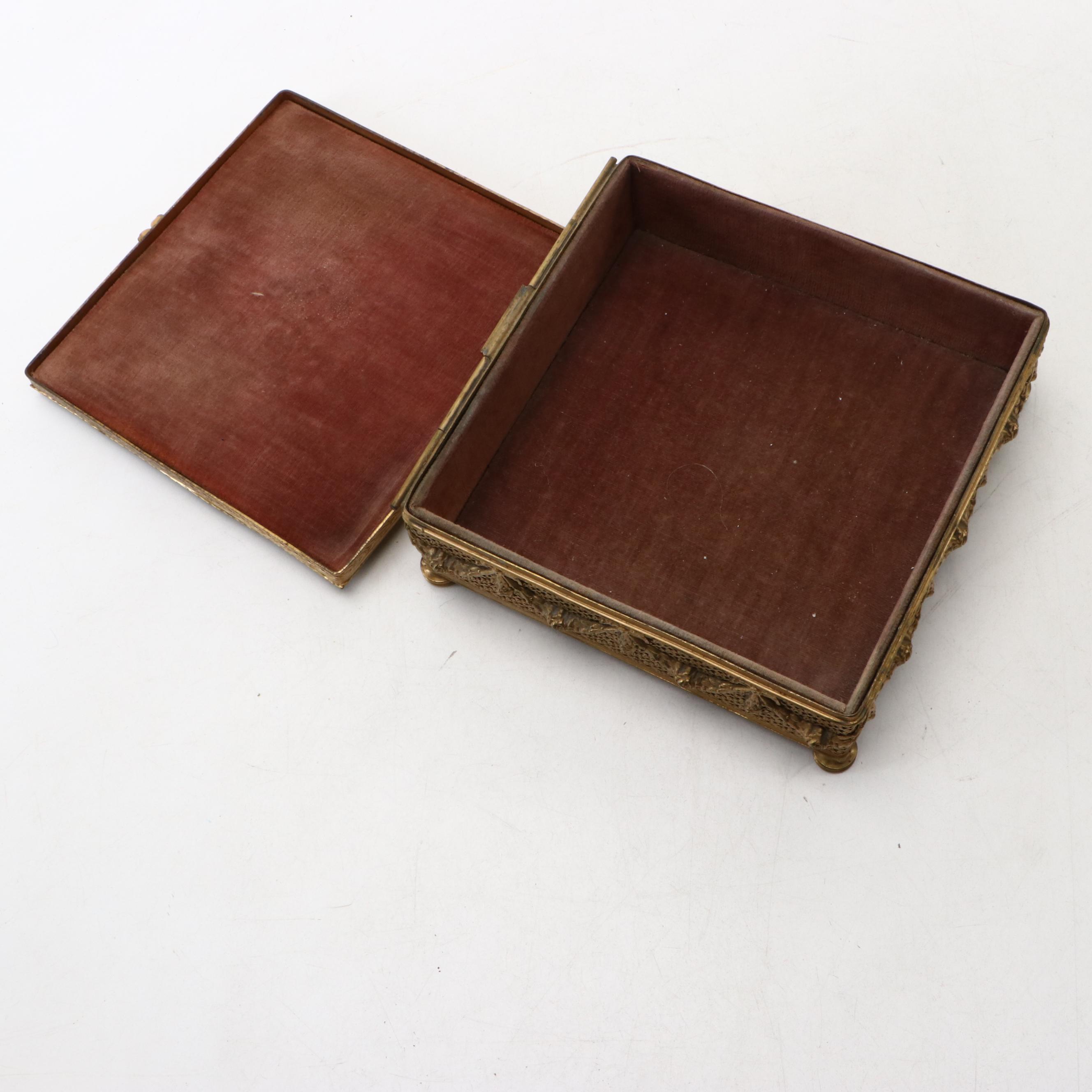 Apollo Studio Ormolu Vanity Boxes and Hand Mirror with Painted Mini-Portraits