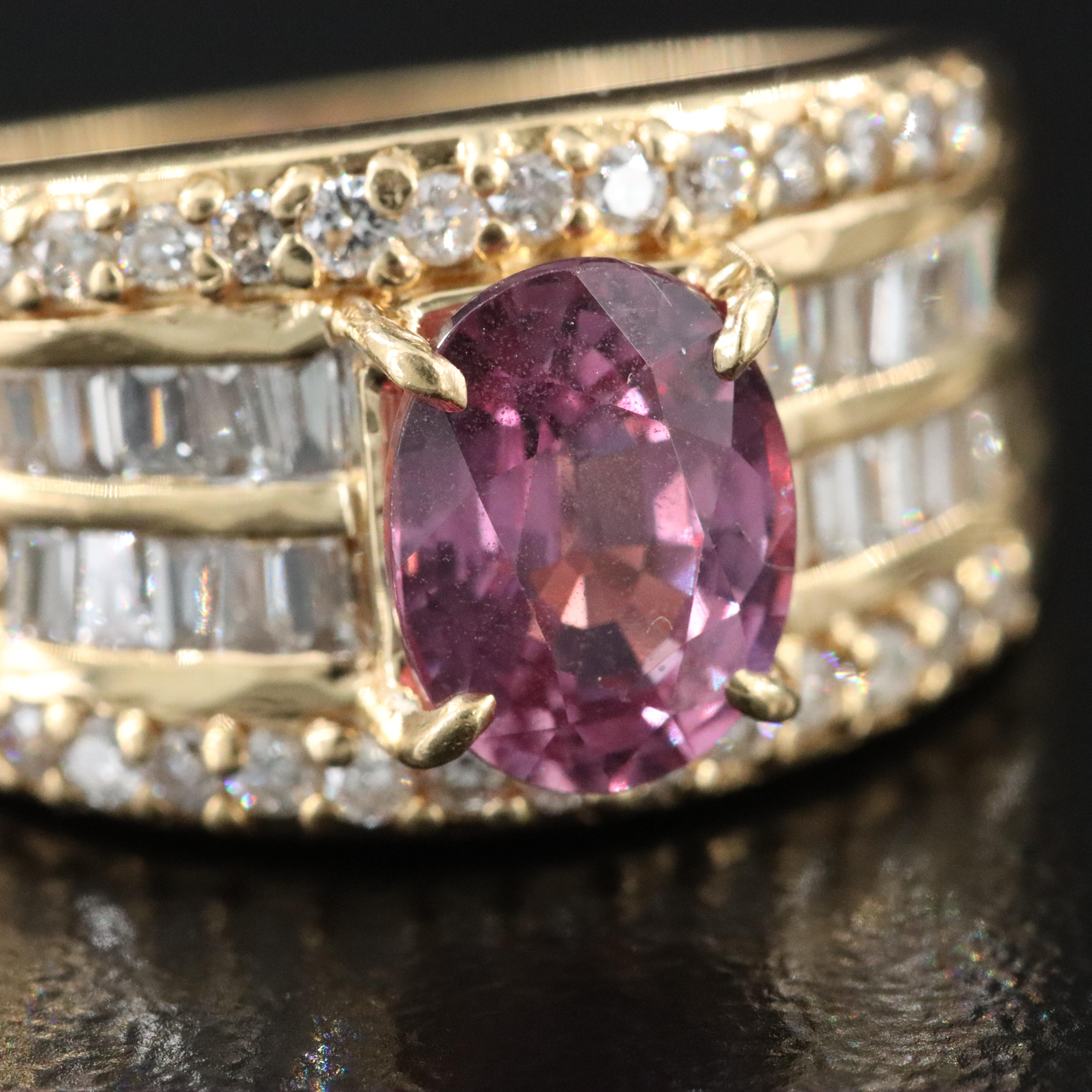 18K 1.82 CT Pink Sapphire and Diamond Ring