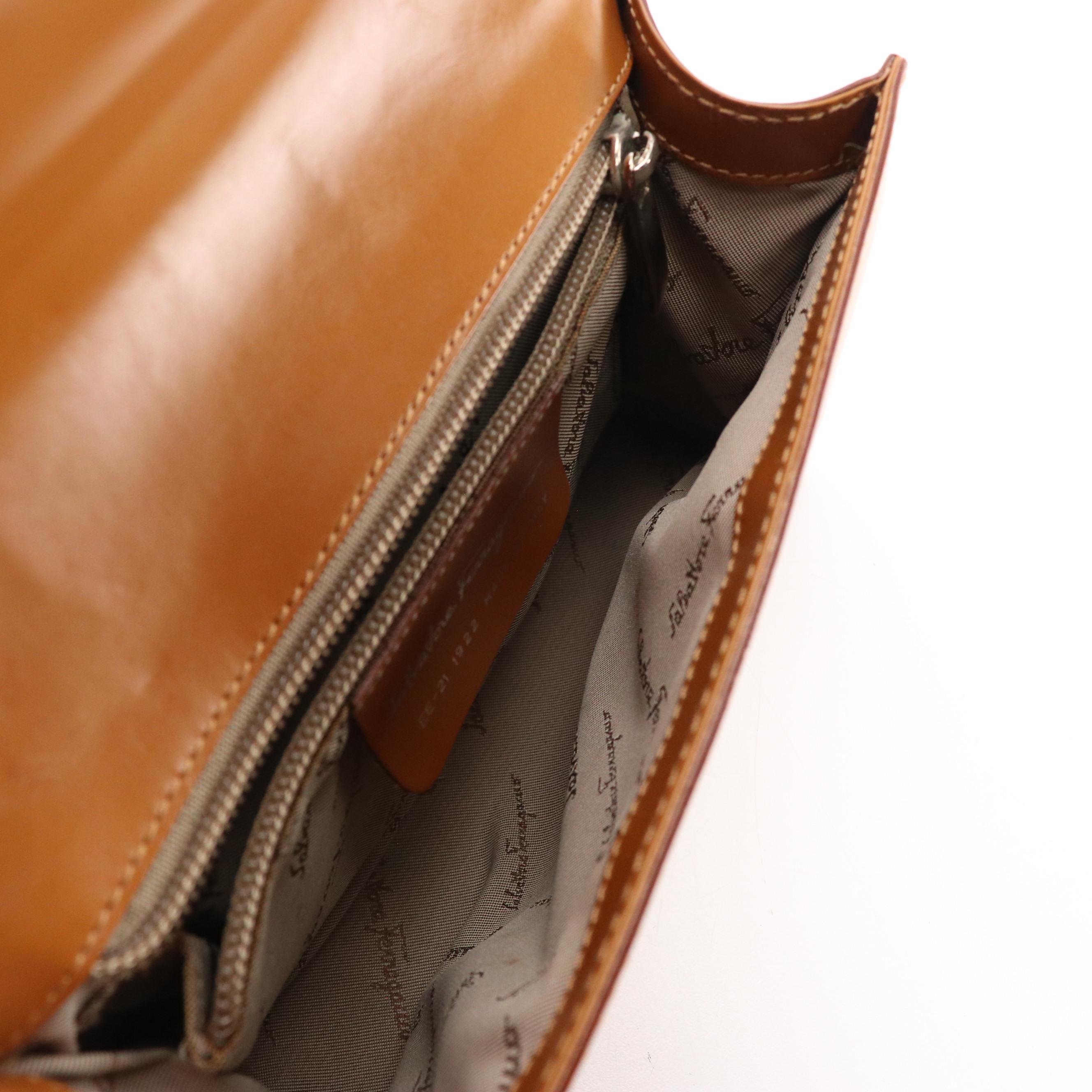 Salvatore Ferragamo Vara Bow Flap Shoulder Bag in Brown Leather