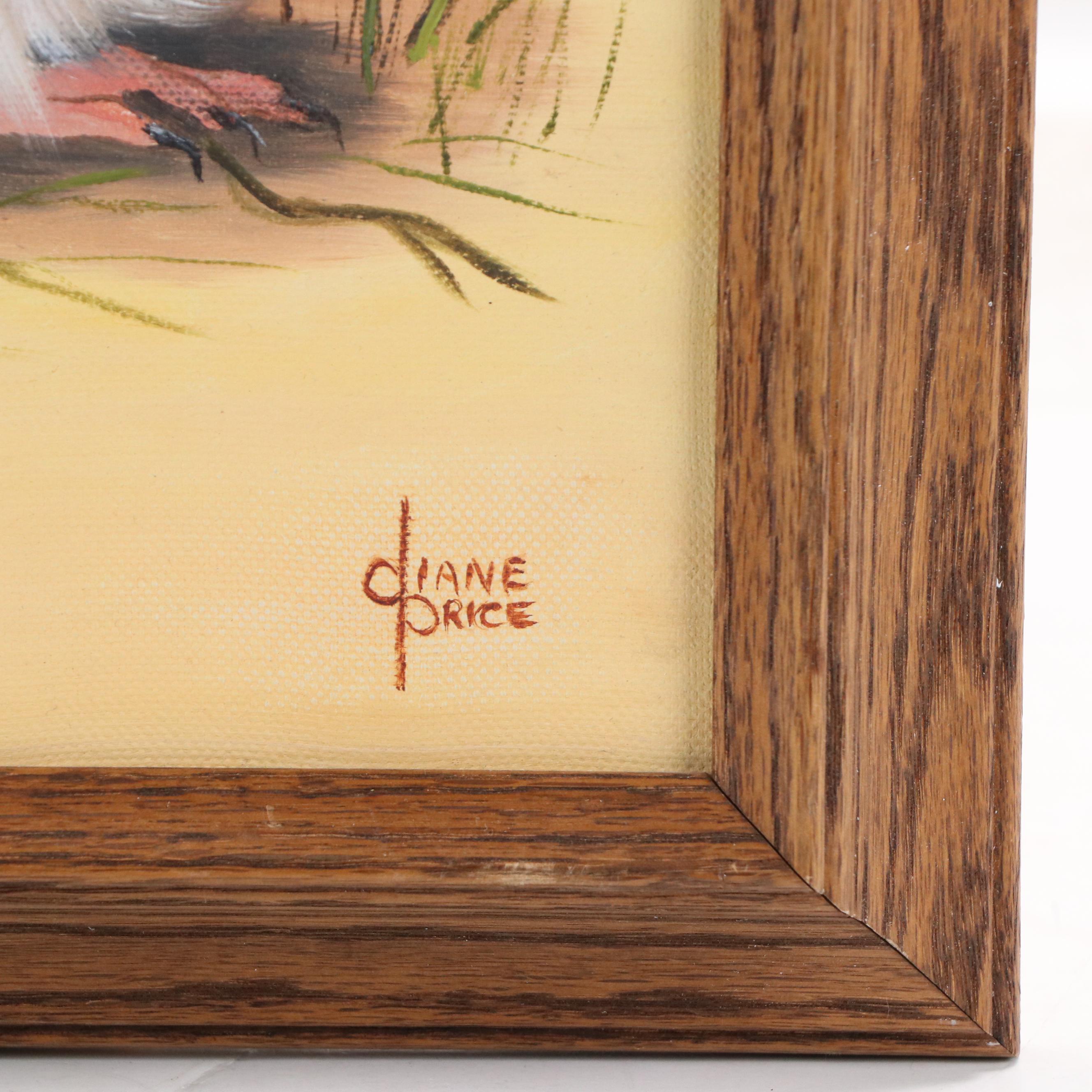 Diane Price Oil Painting of Chipmunk, Late 20th Century