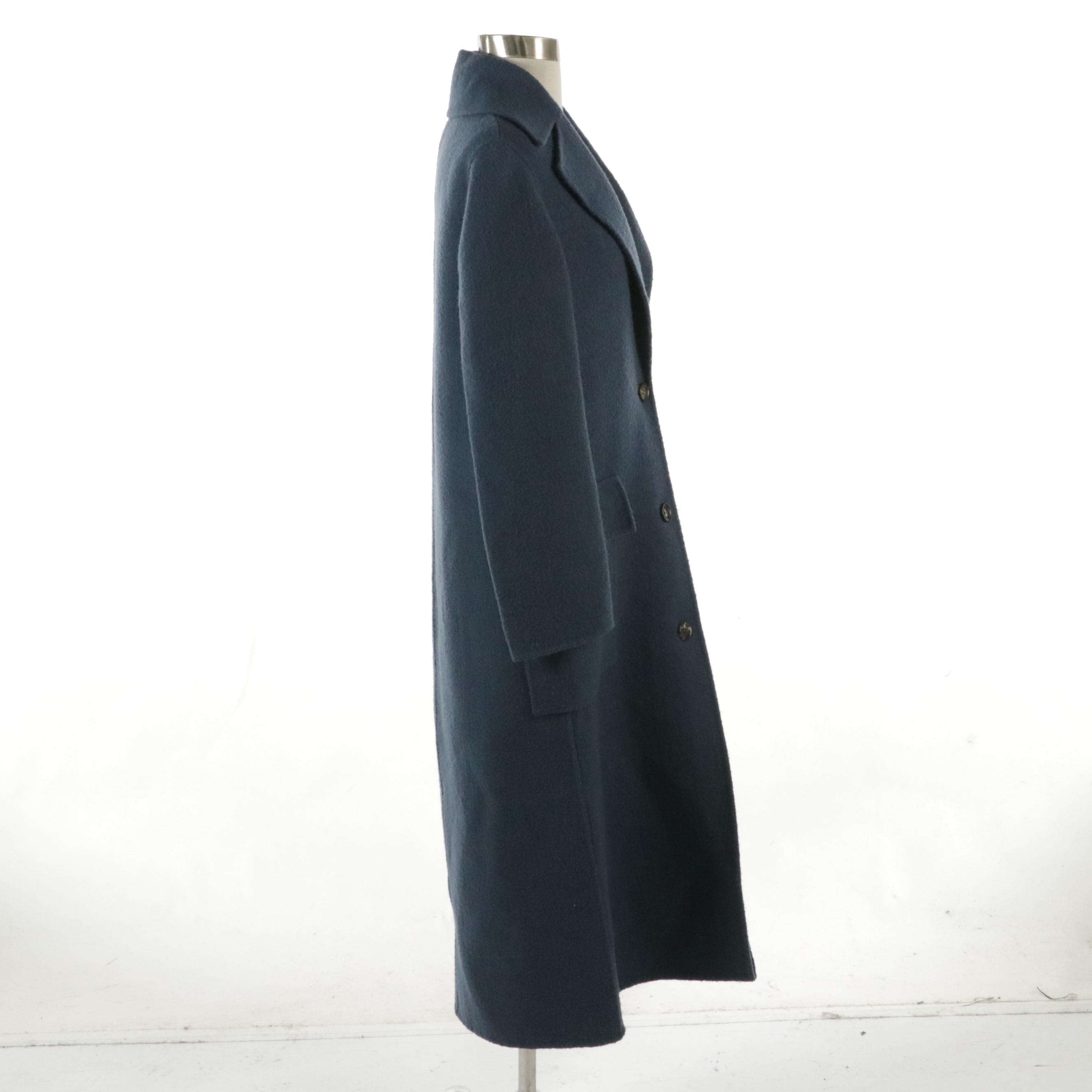 Celine Steel Blue Wool Blend Mid-Length Coat