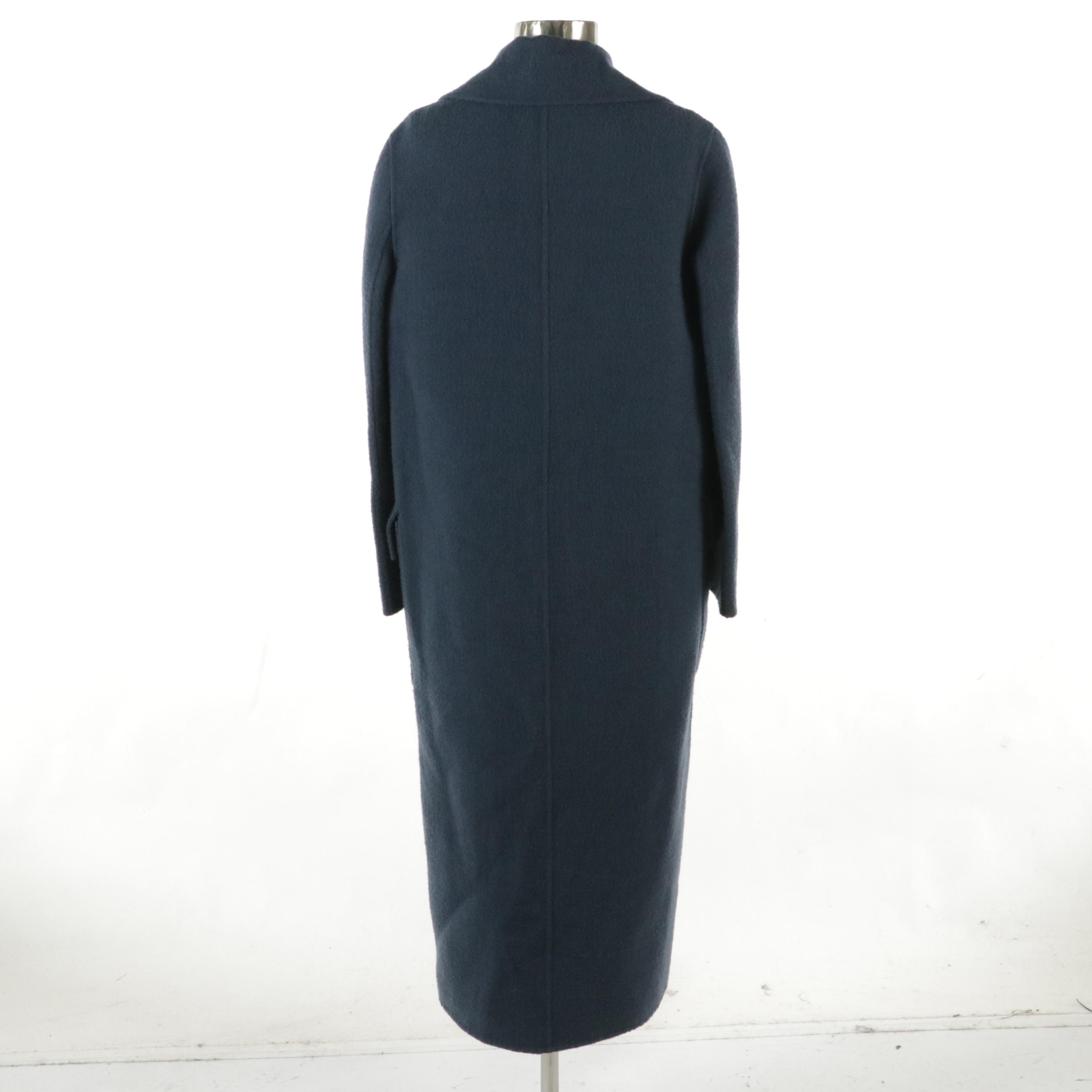 Celine Steel Blue Wool Blend Mid-Length Coat