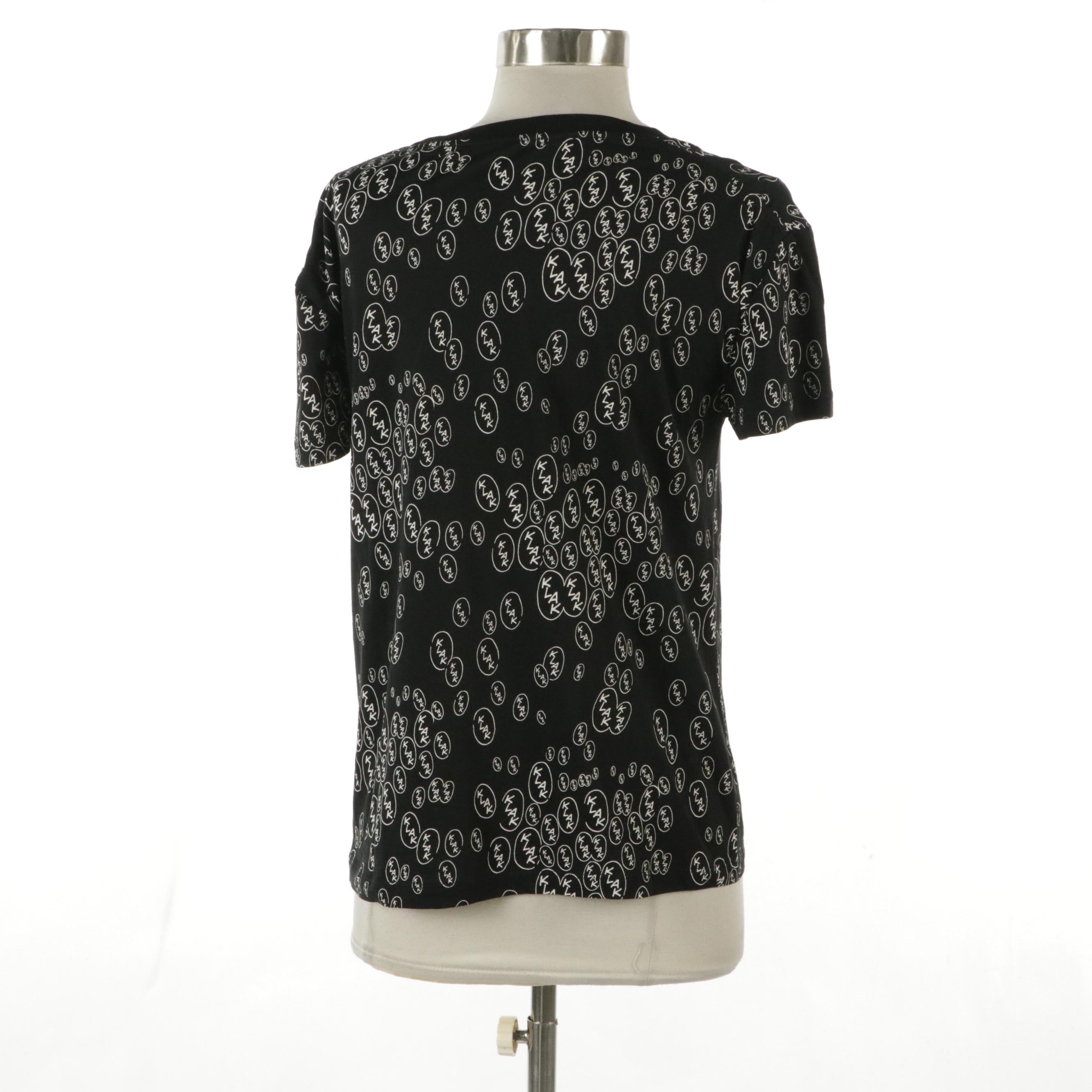 Celine x Christian Marclay "Klak" Logo Graphic Tee in B&W Cotton