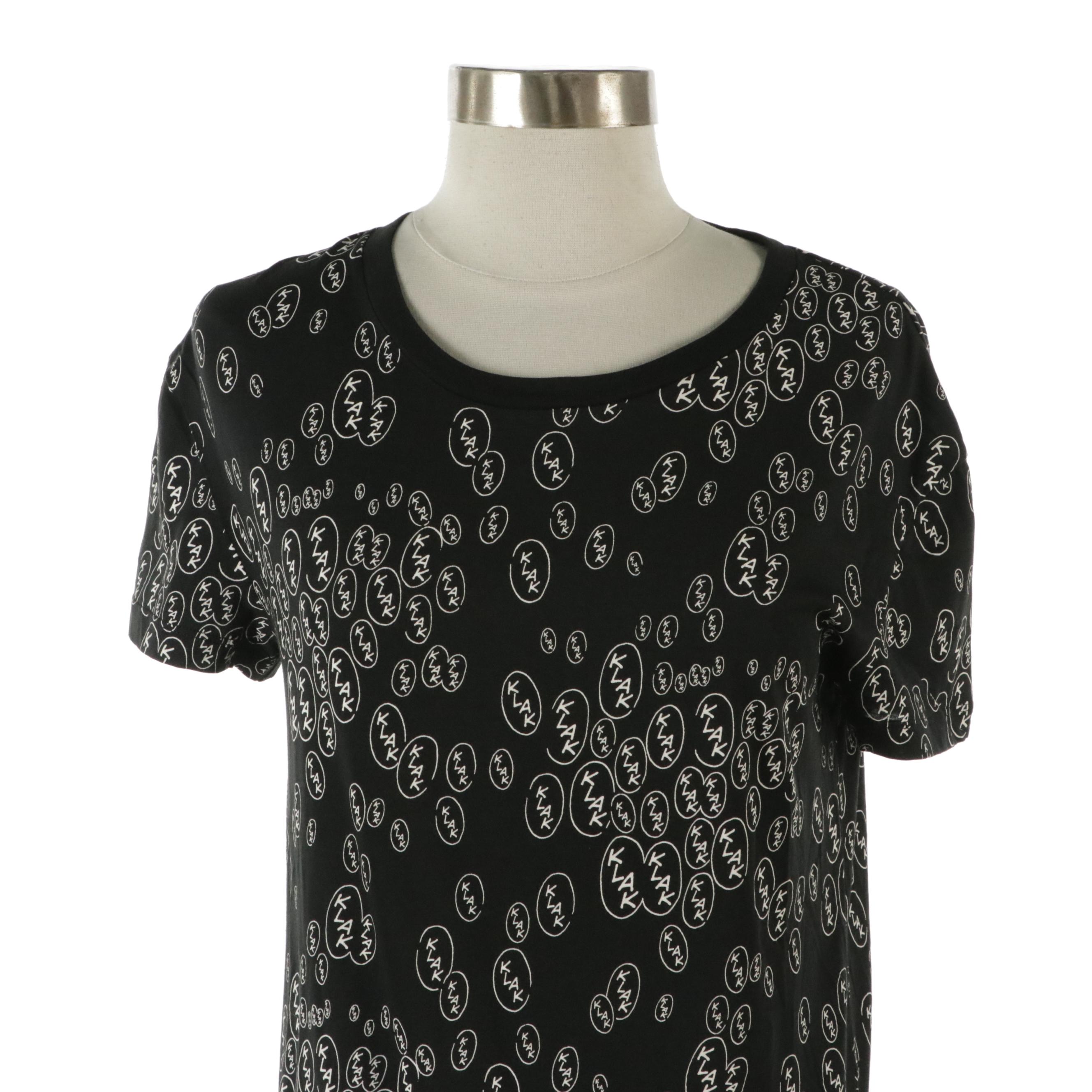 Celine x Christian Marclay "Klak" Logo Graphic Tee in B&W Cotton