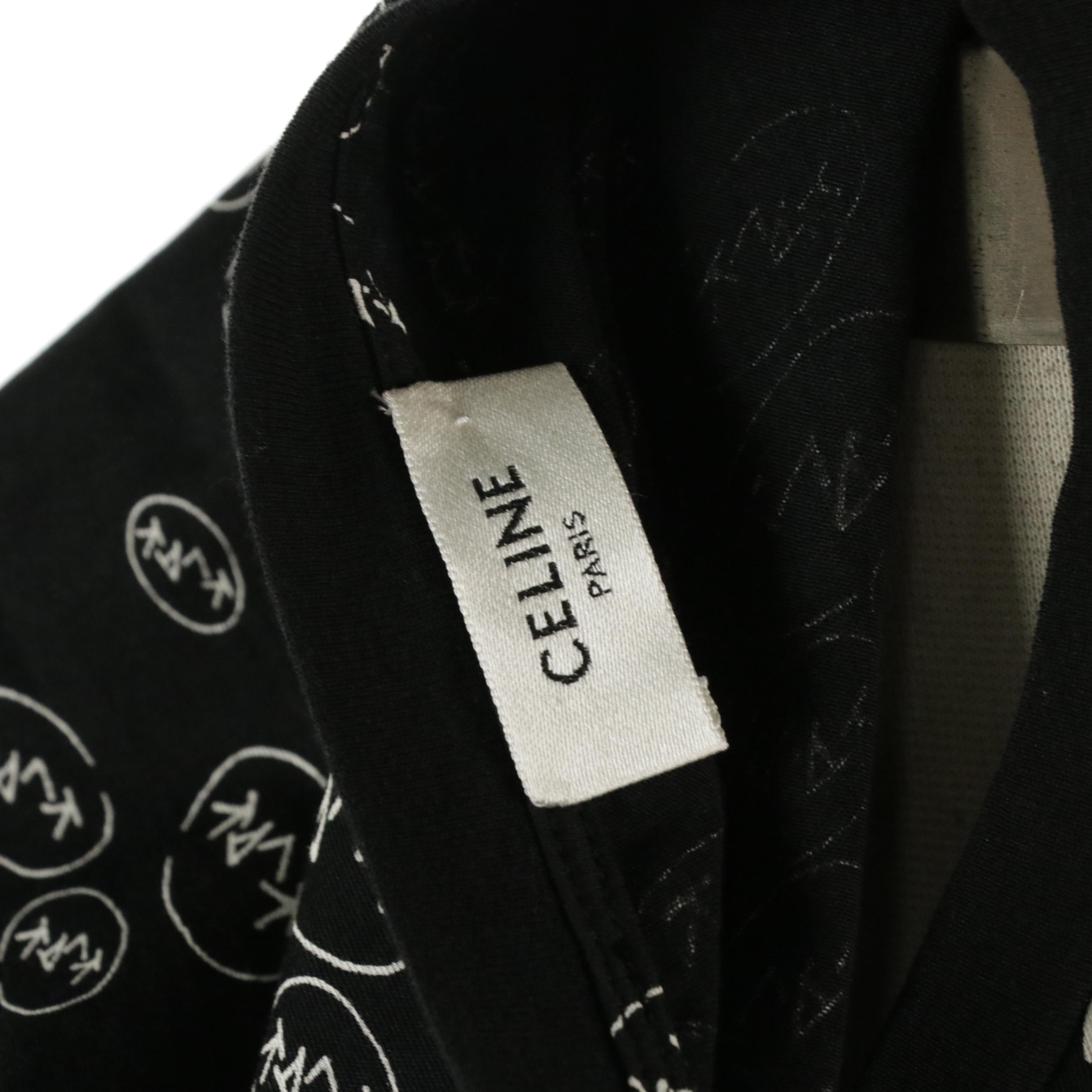 Celine x Christian Marclay "Klak" Logo Graphic Tee in B&W Cotton