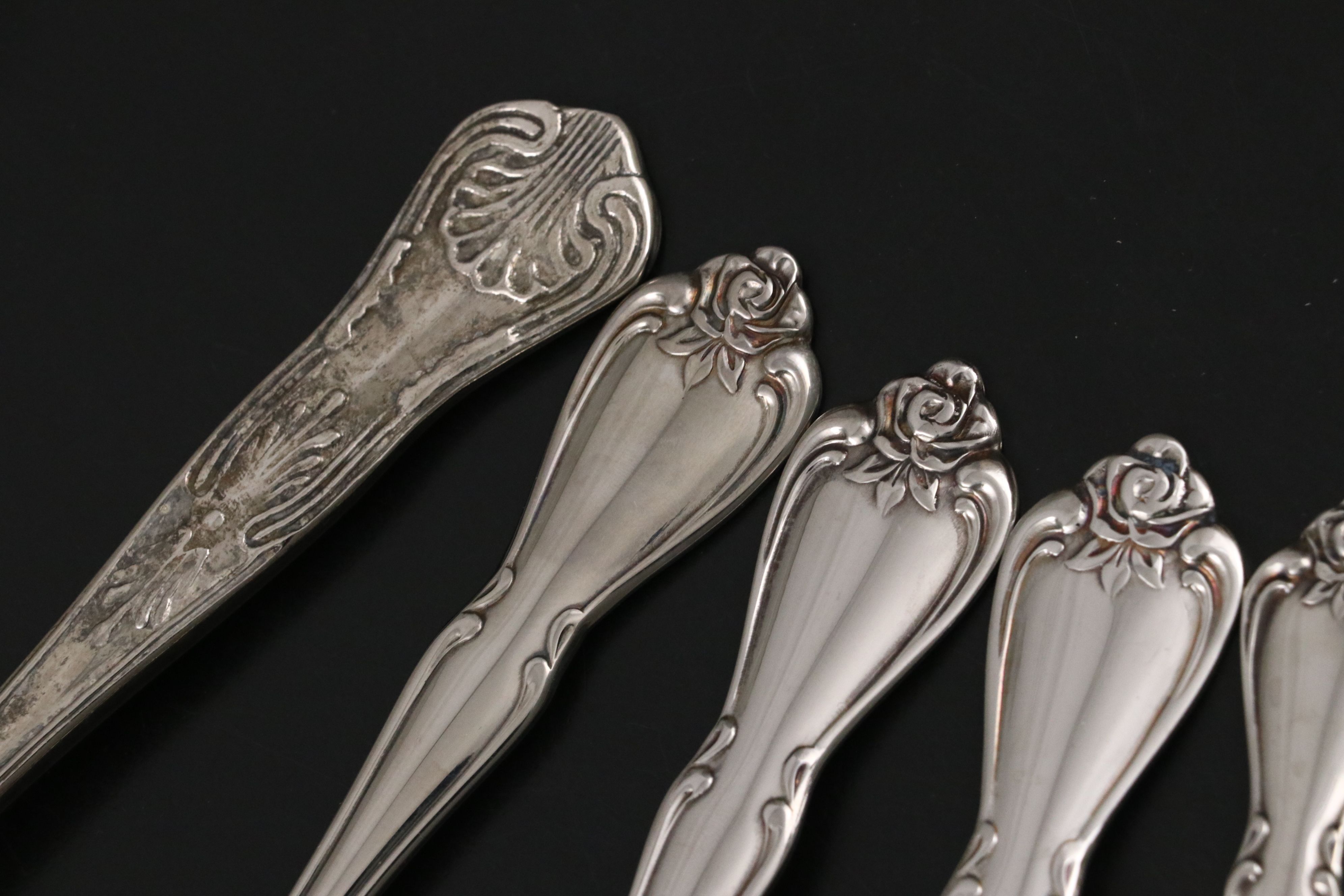 Oneida "Arbor Rose-True Rose" Stainless Steel Flatware, Late 20th Century