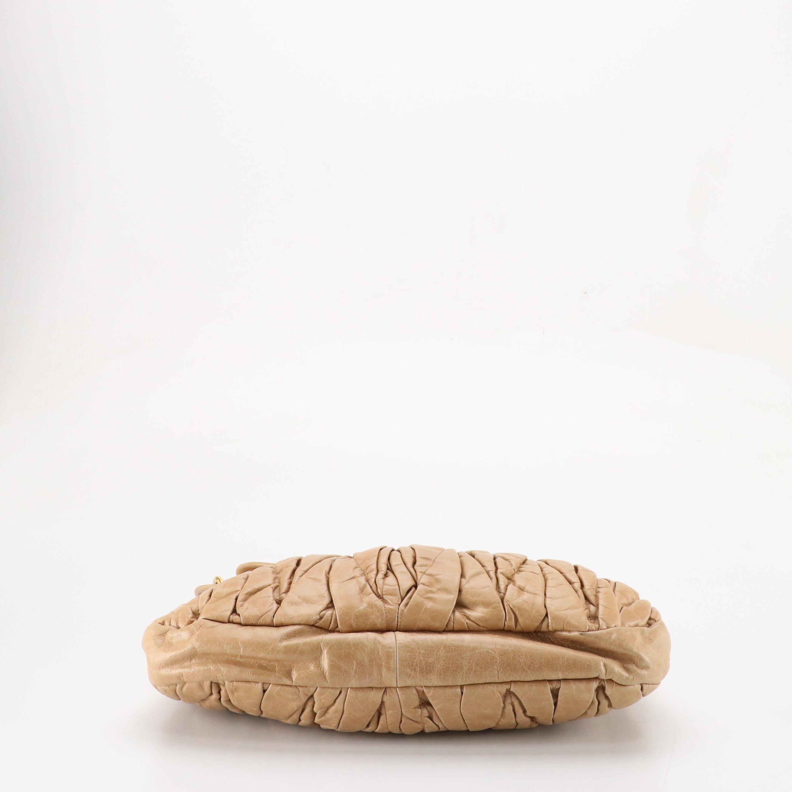 Miu Miu Braided Handle Two-Way Coffer Bag in Neutral Matelassé Leather