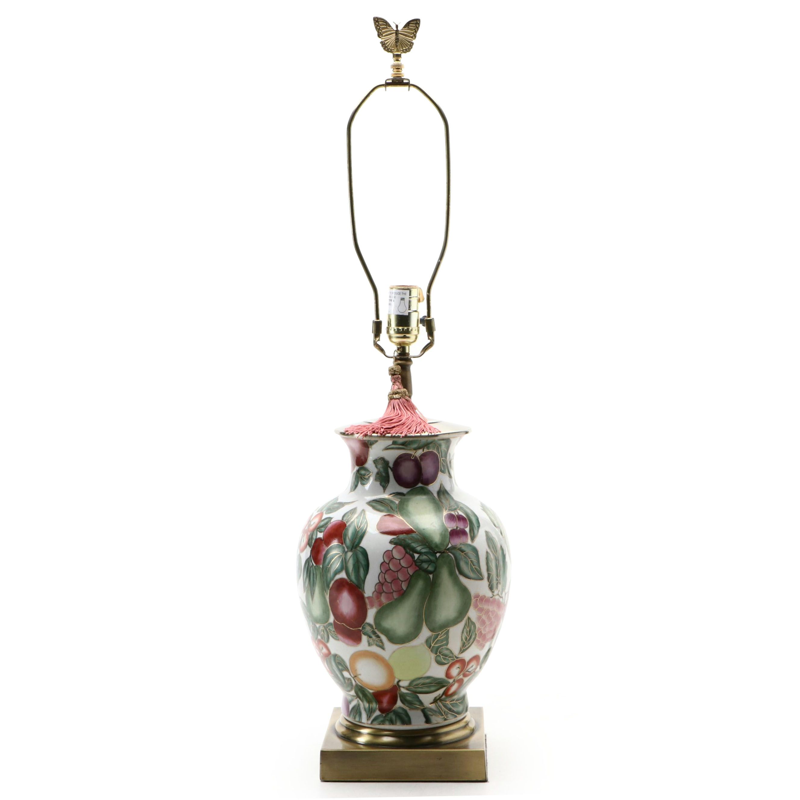 Fruit Motif Porcelain Urn Table Lamp