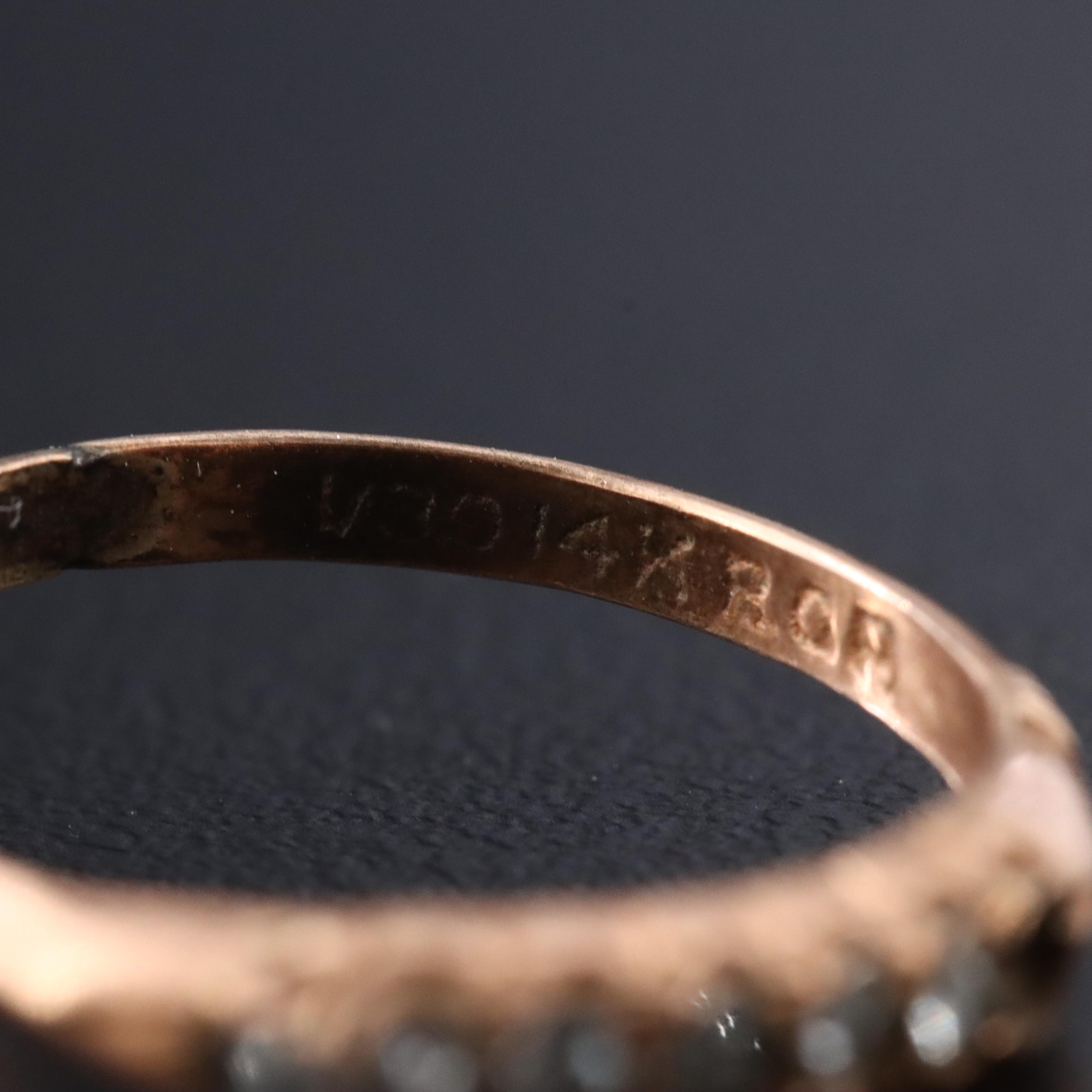 Antique 14K Glass Ring with Antique Button