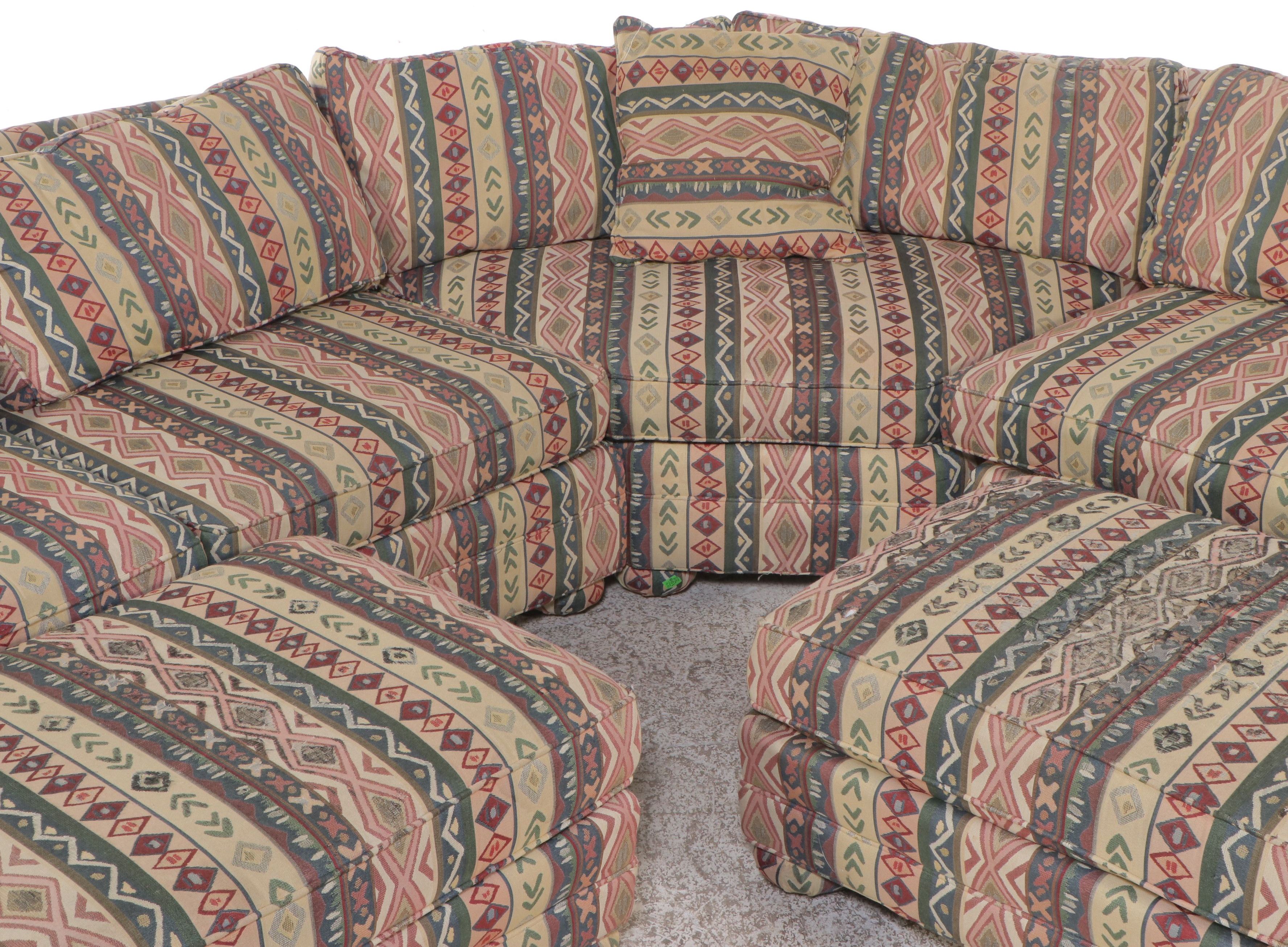 Lee Industries Postmodernist Upholstered Three-Piece Sectional with Ottomans