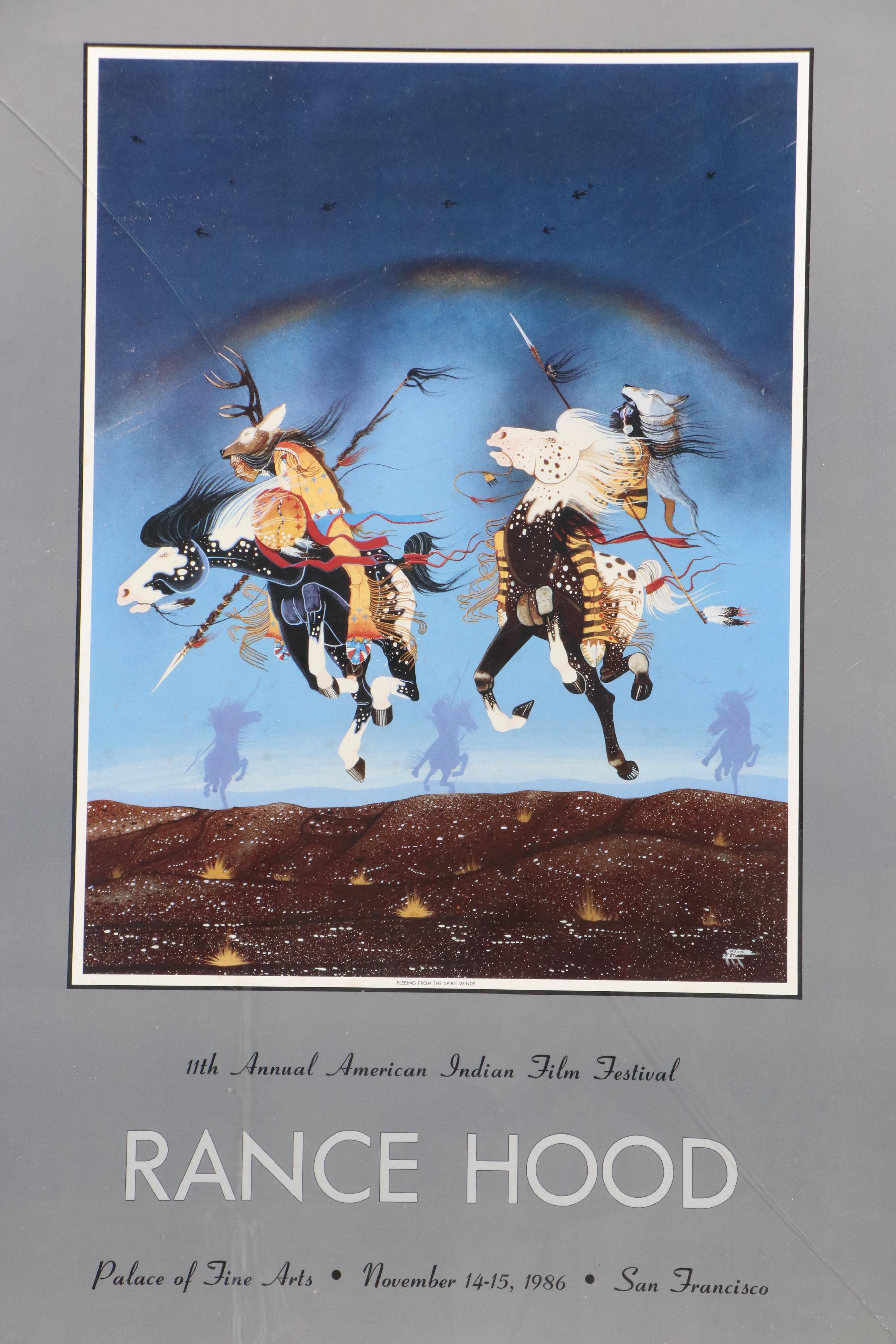 Rance Hood Print "Fleeing From The Spirit Winds," Late 20th Century