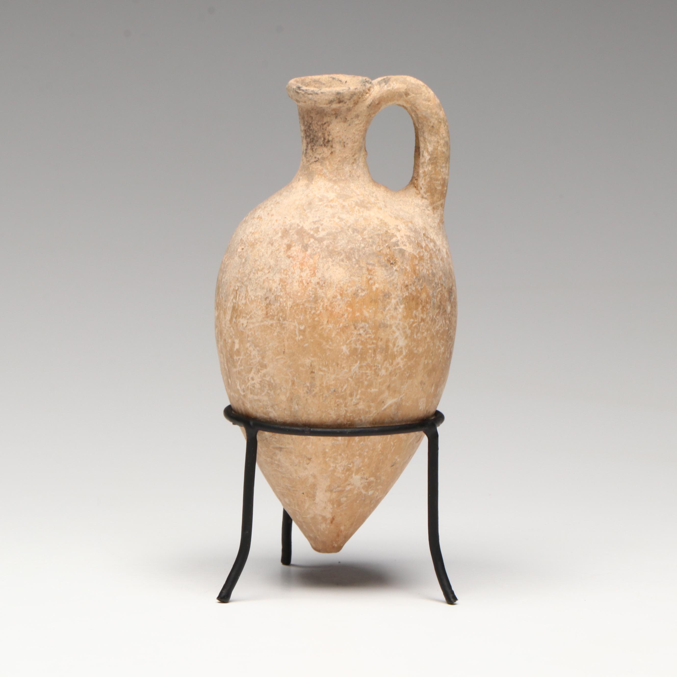 Small Ancient Roman Amphora with Stand