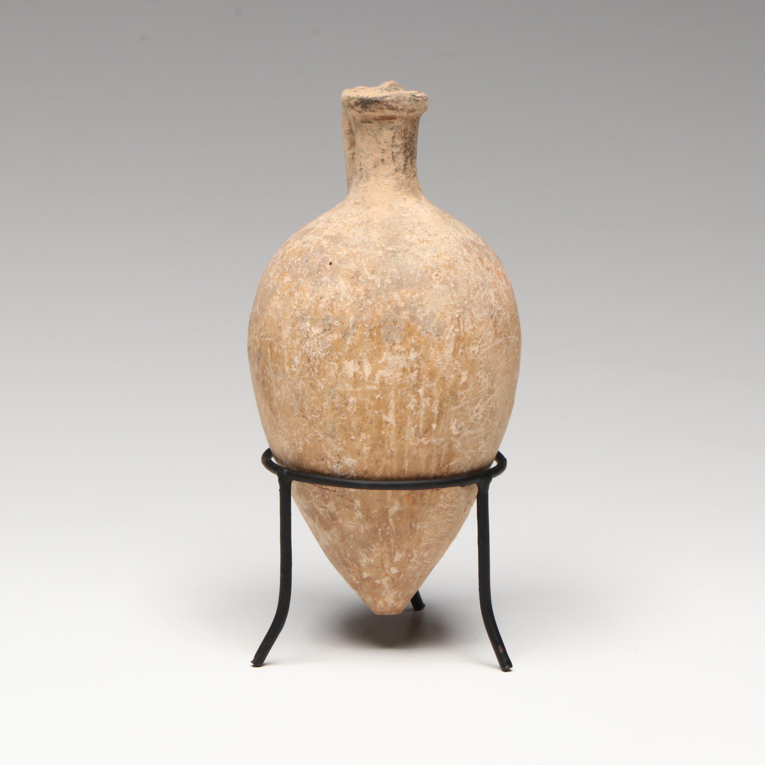 Small Ancient Roman Amphora with Stand