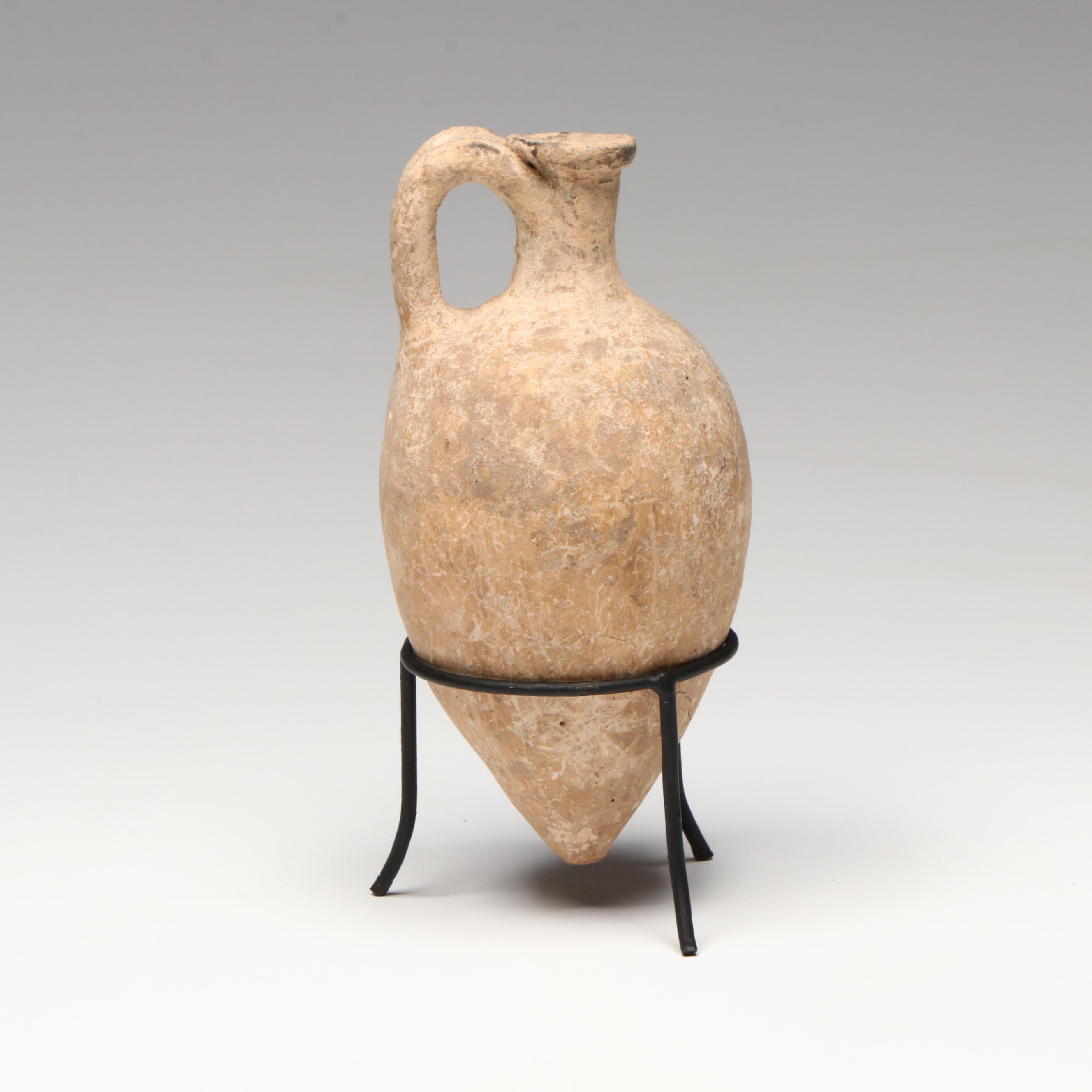 Small Ancient Roman Amphora with Stand