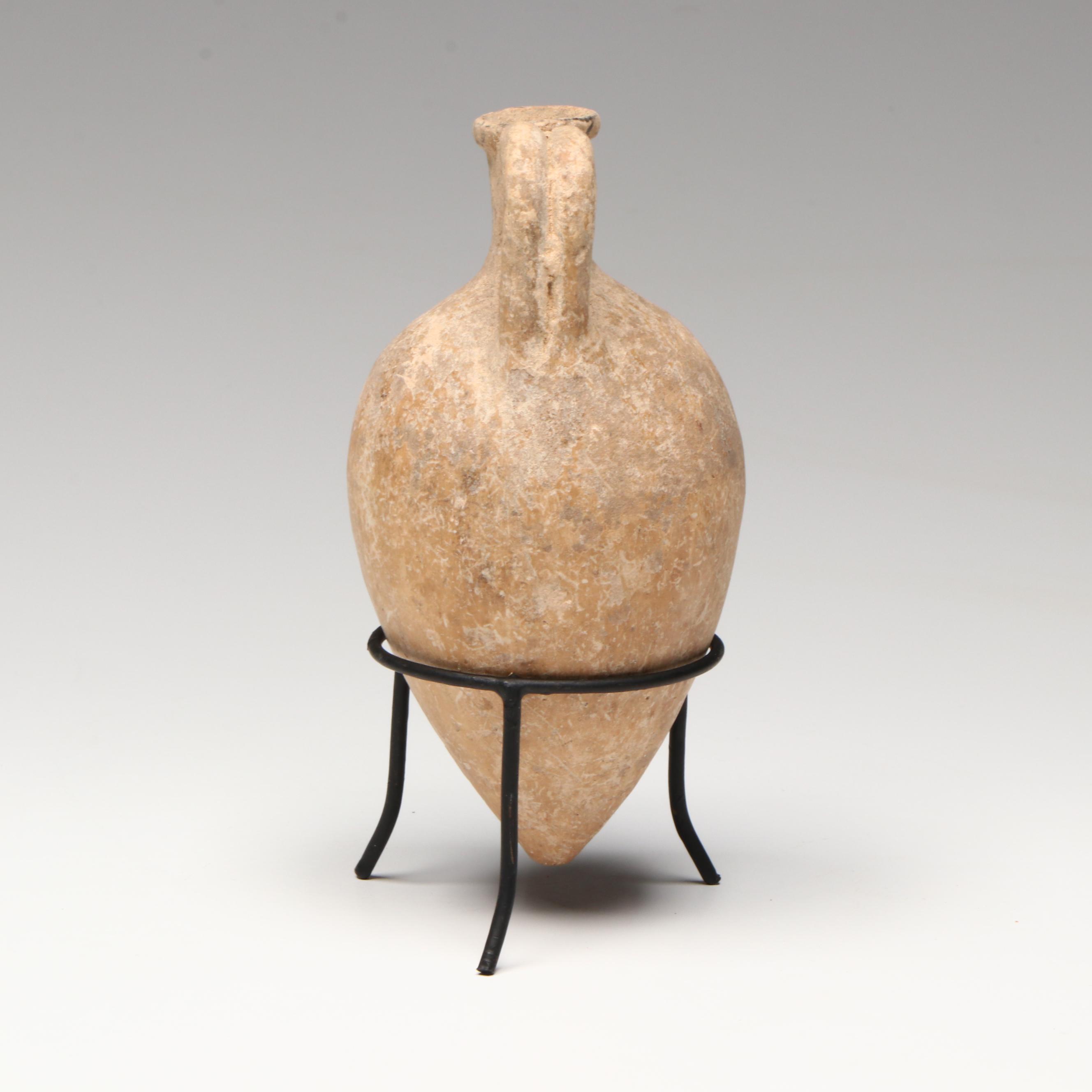 Small Ancient Roman Amphora with Stand