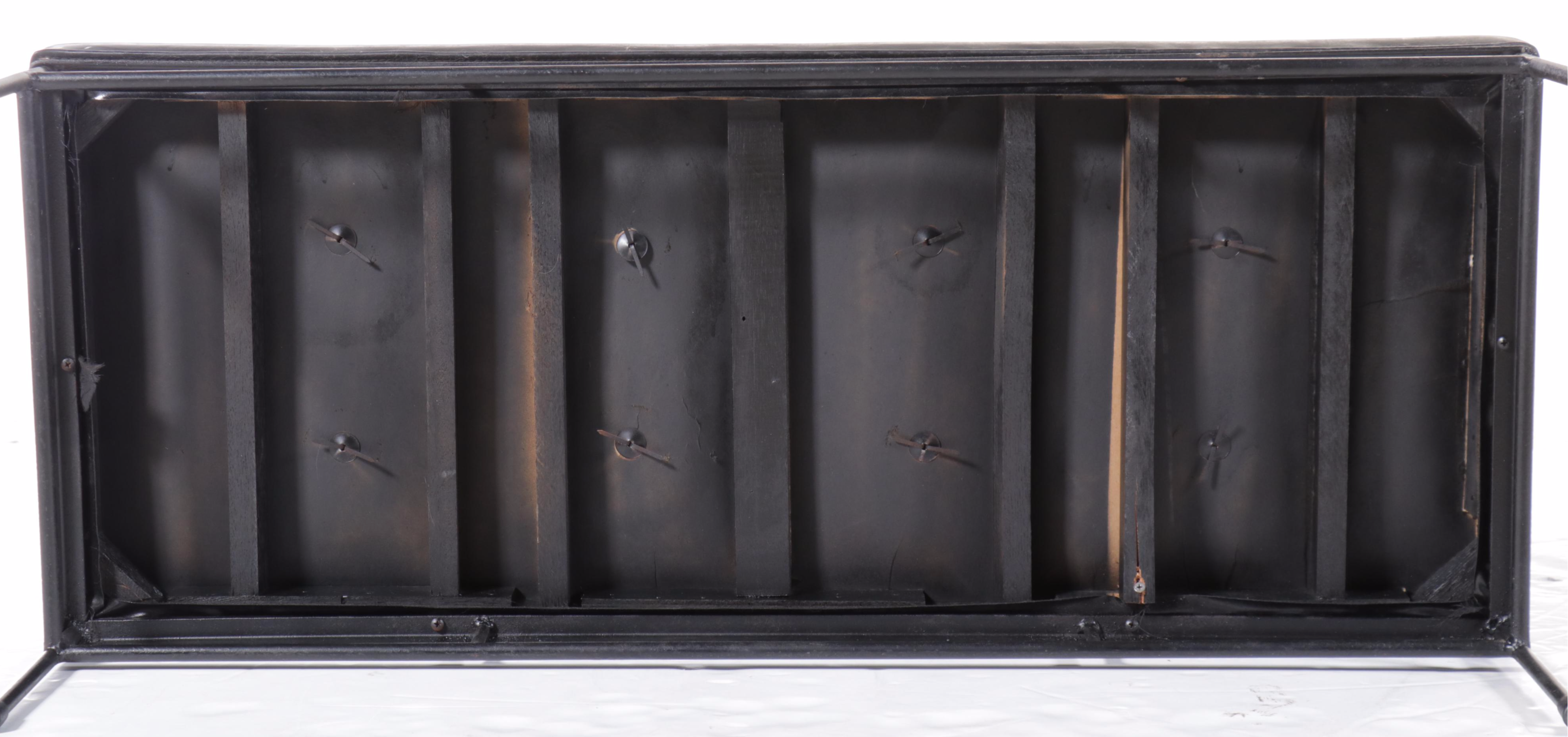 Mid Century Modern Metal Frame Bench with Button Tufted Seat Cushion