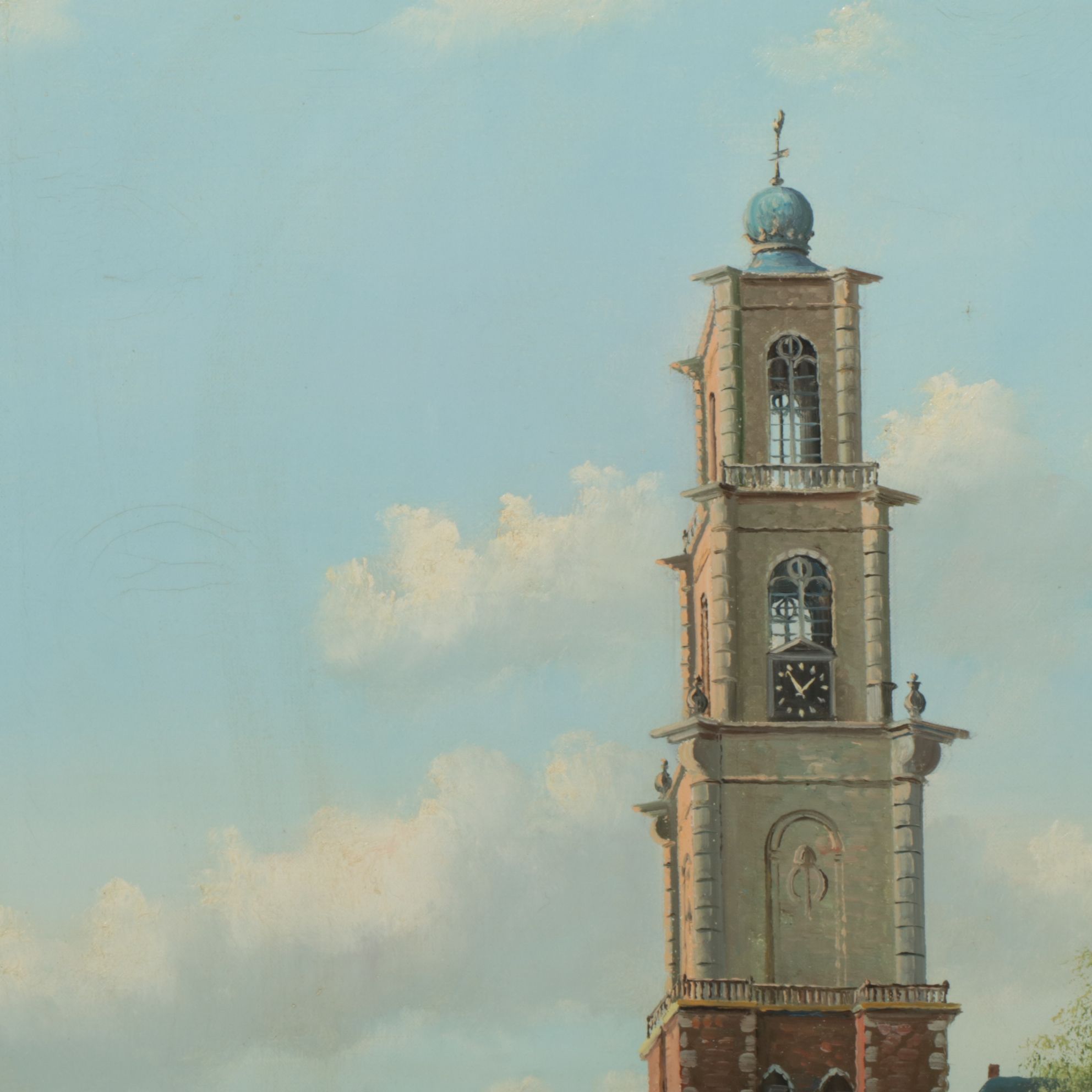 Jacobus Lambertus Dispo Landscape Oil Painting "Westertoren, Amsterdam"