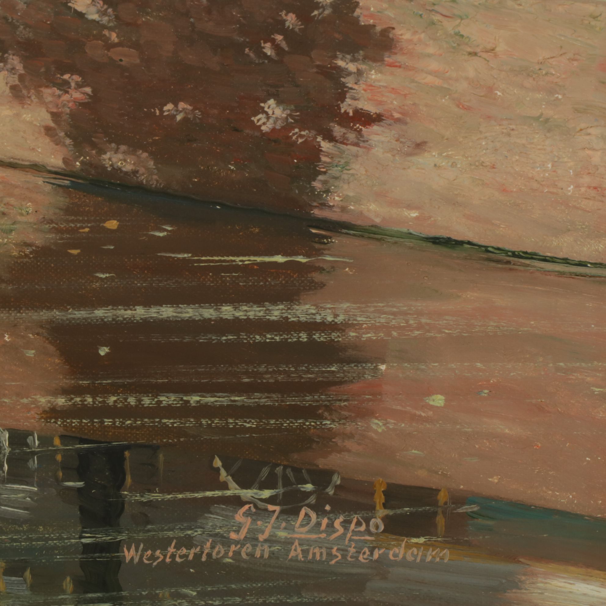 Jacobus Lambertus Dispo Landscape Oil Painting "Westertoren, Amsterdam"