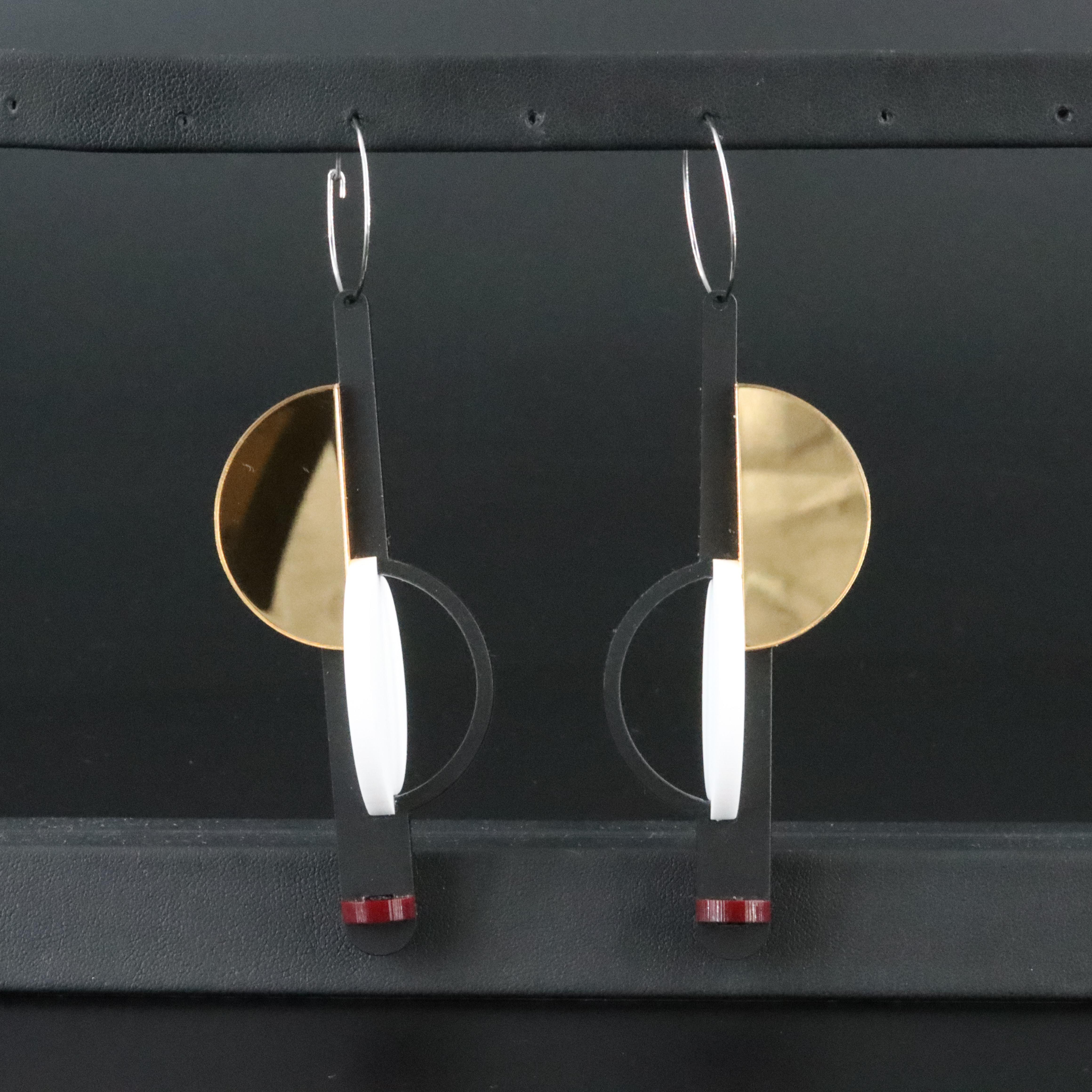 Pamela Coromoto Acrylic Statement Earrings in the Style of El Lissitzky