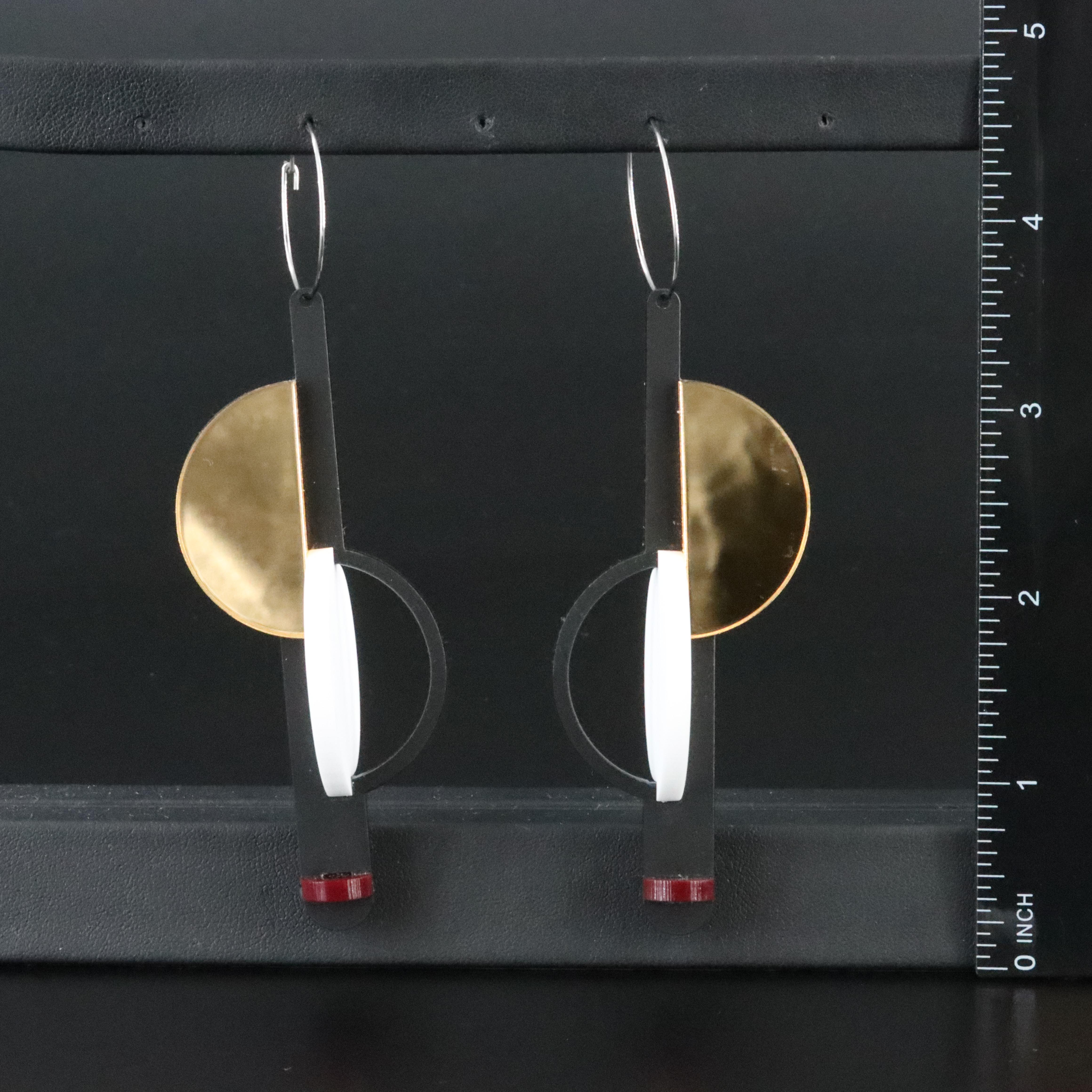 Pamela Coromoto Acrylic Statement Earrings in the Style of El Lissitzky