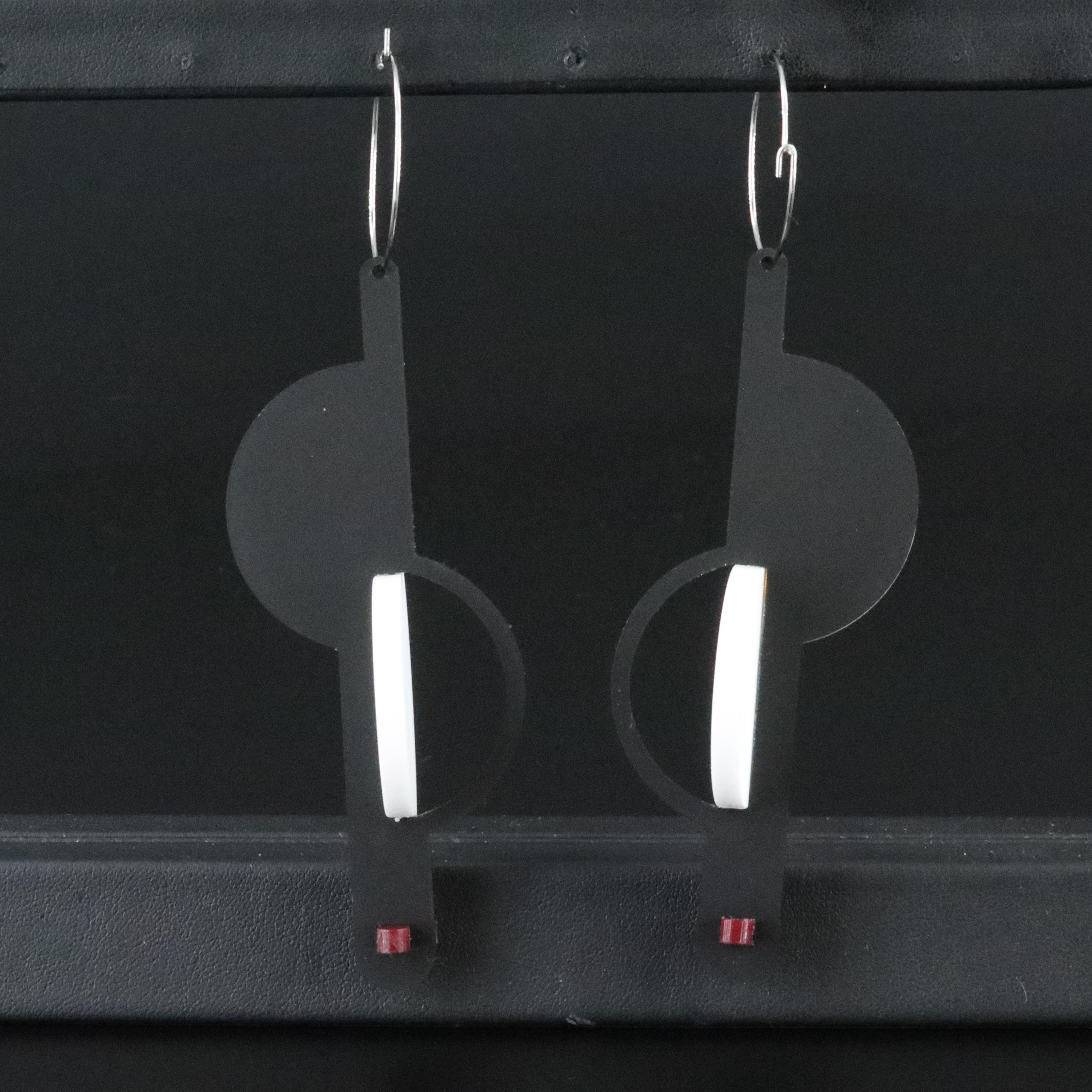 Pamela Coromoto Acrylic Statement Earrings in the Style of El Lissitzky