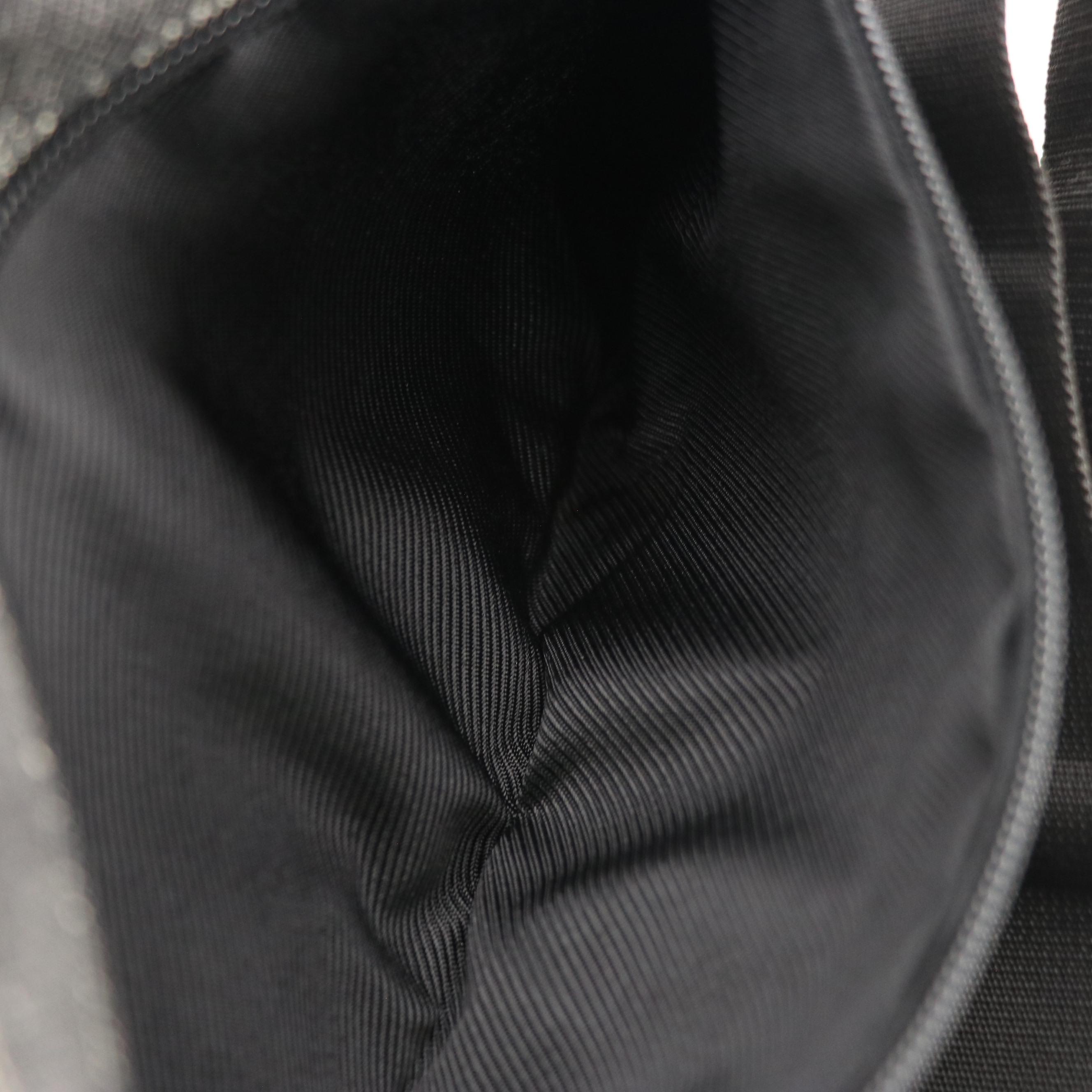 Gucci Double Pocket Belt Bag in Black GG Canvas and Leather